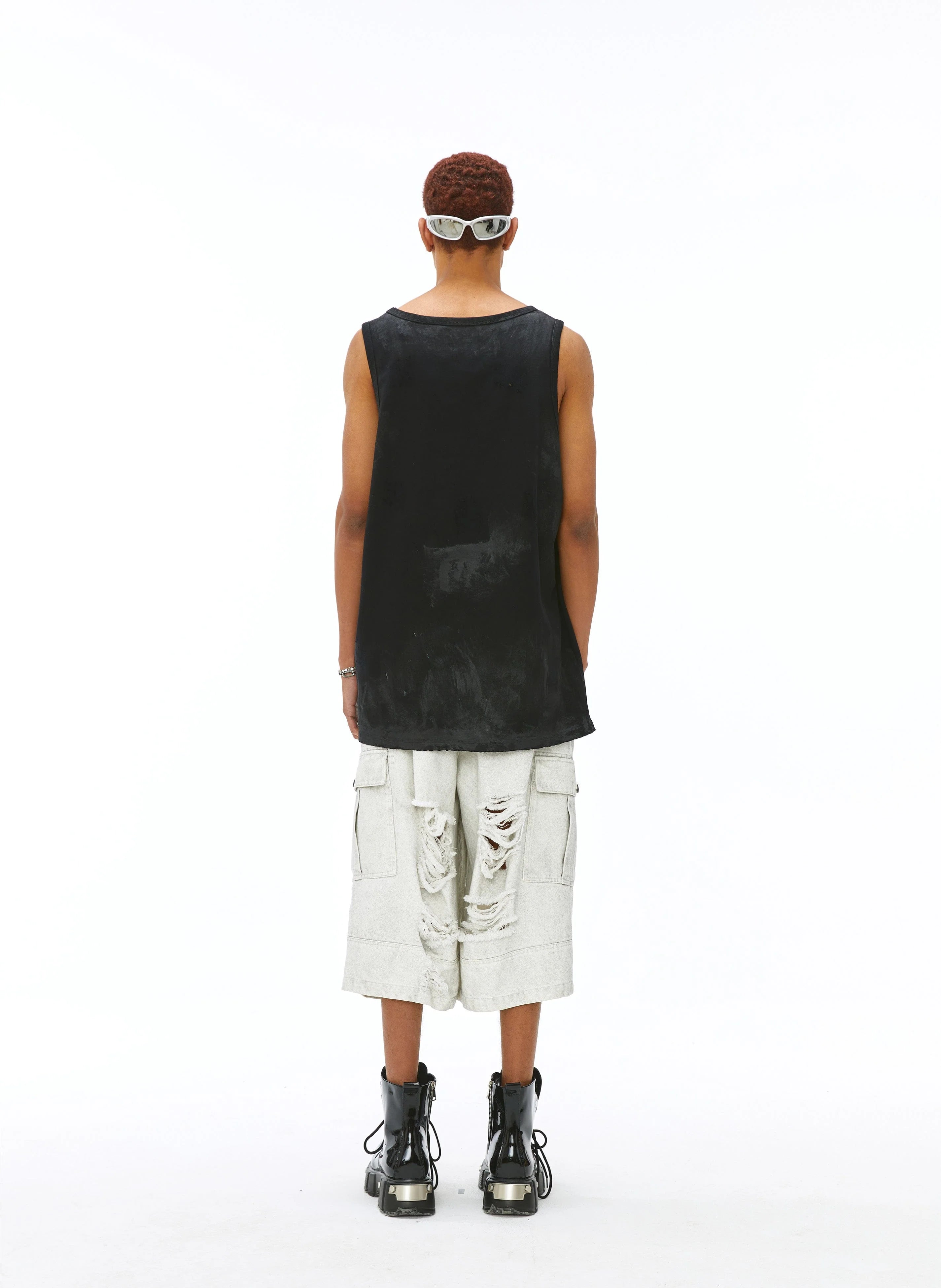 VANN VALRENCE Washed-Dyed Oversized Tank Top