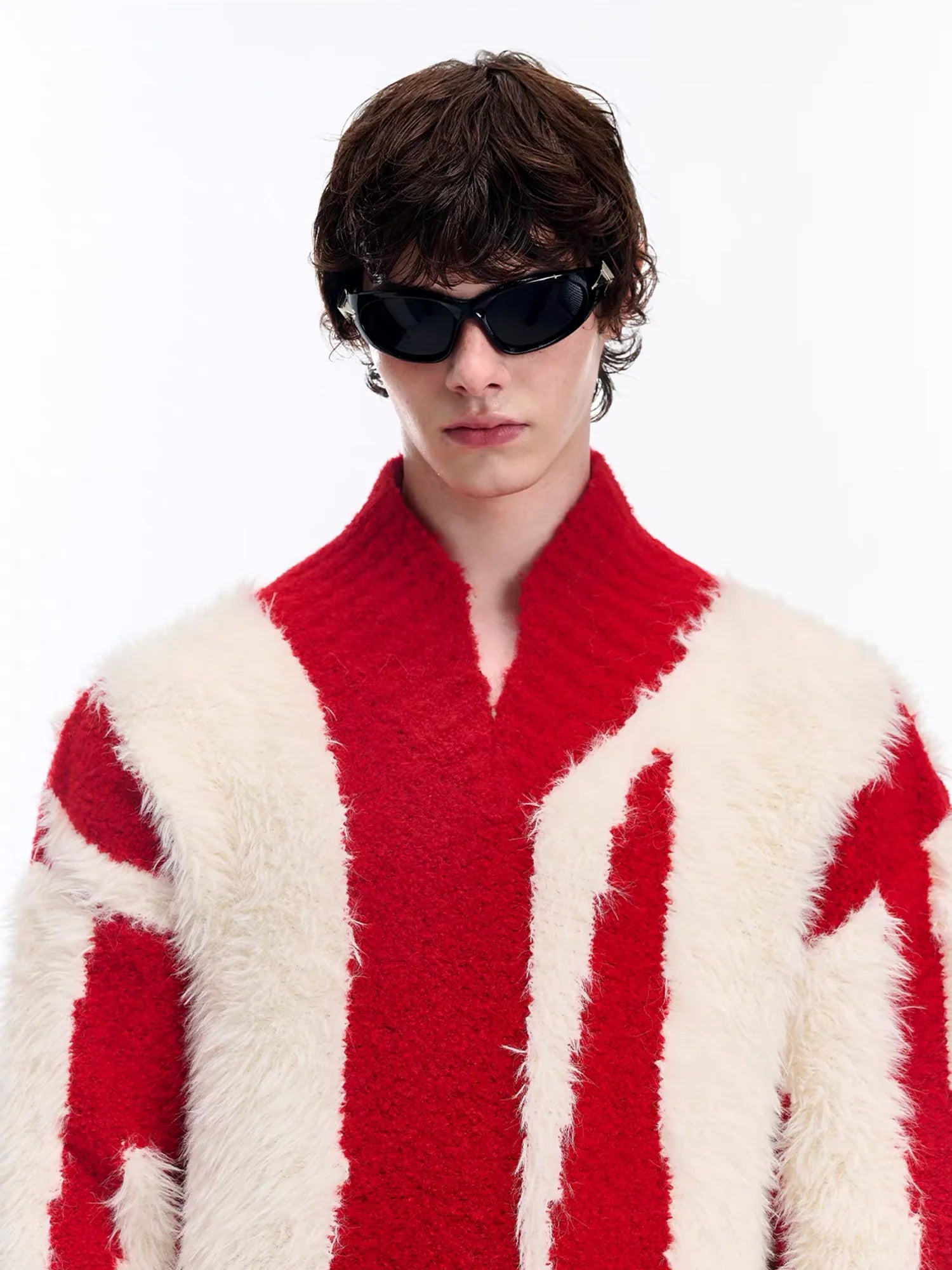 TIWILLTANG Fuzzy Faux-Mink Contrast Sweater
