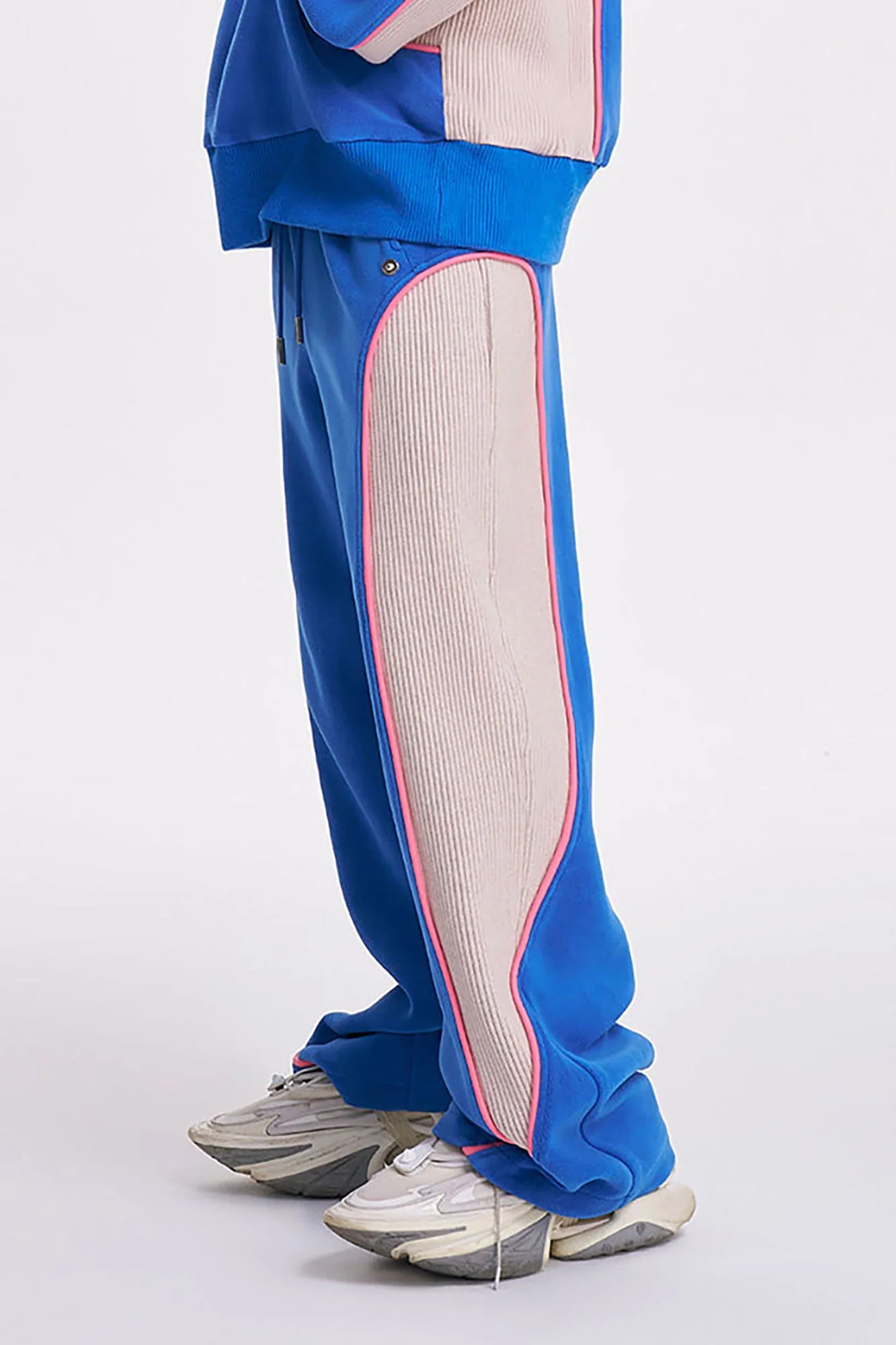 TIWILLTANG Ribbed Contrast Panel Oversized Sweatpants