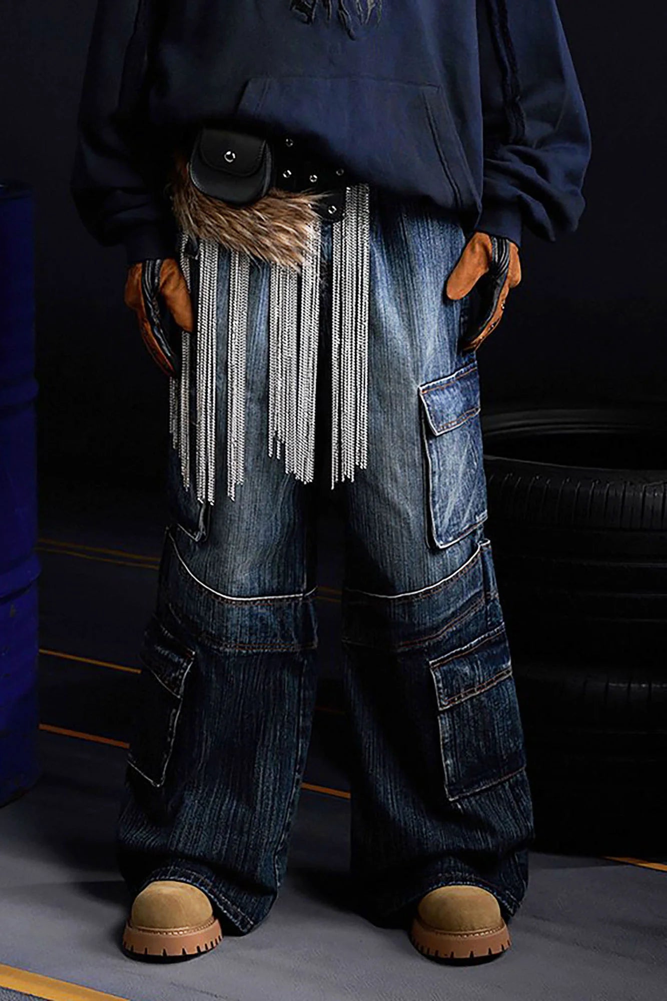 RECOVER ZONE Multi-Pocket Wide-Leg Utility Jeans