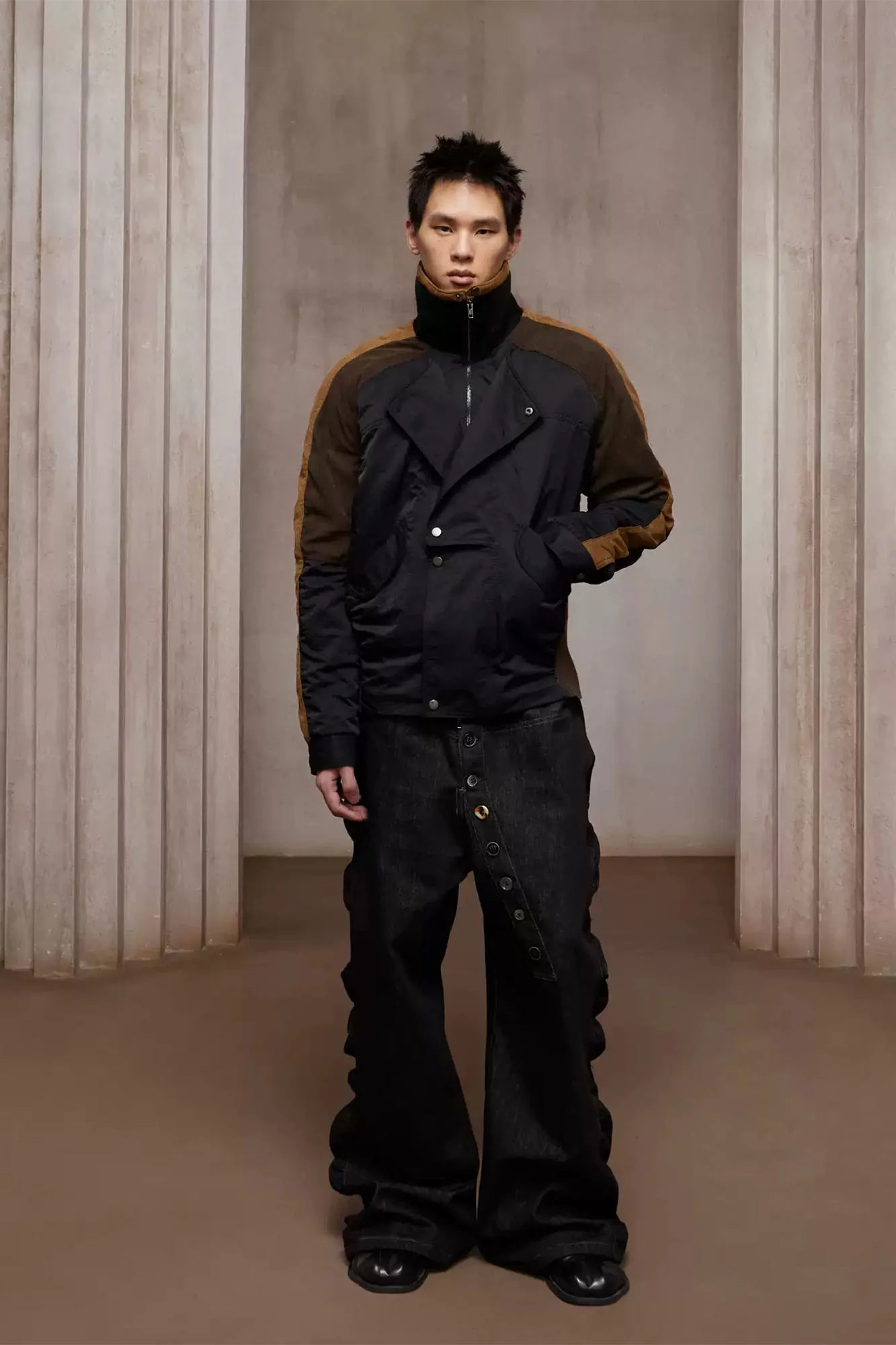 DND4DES Contrast Suede Corduroy Panel Jacket