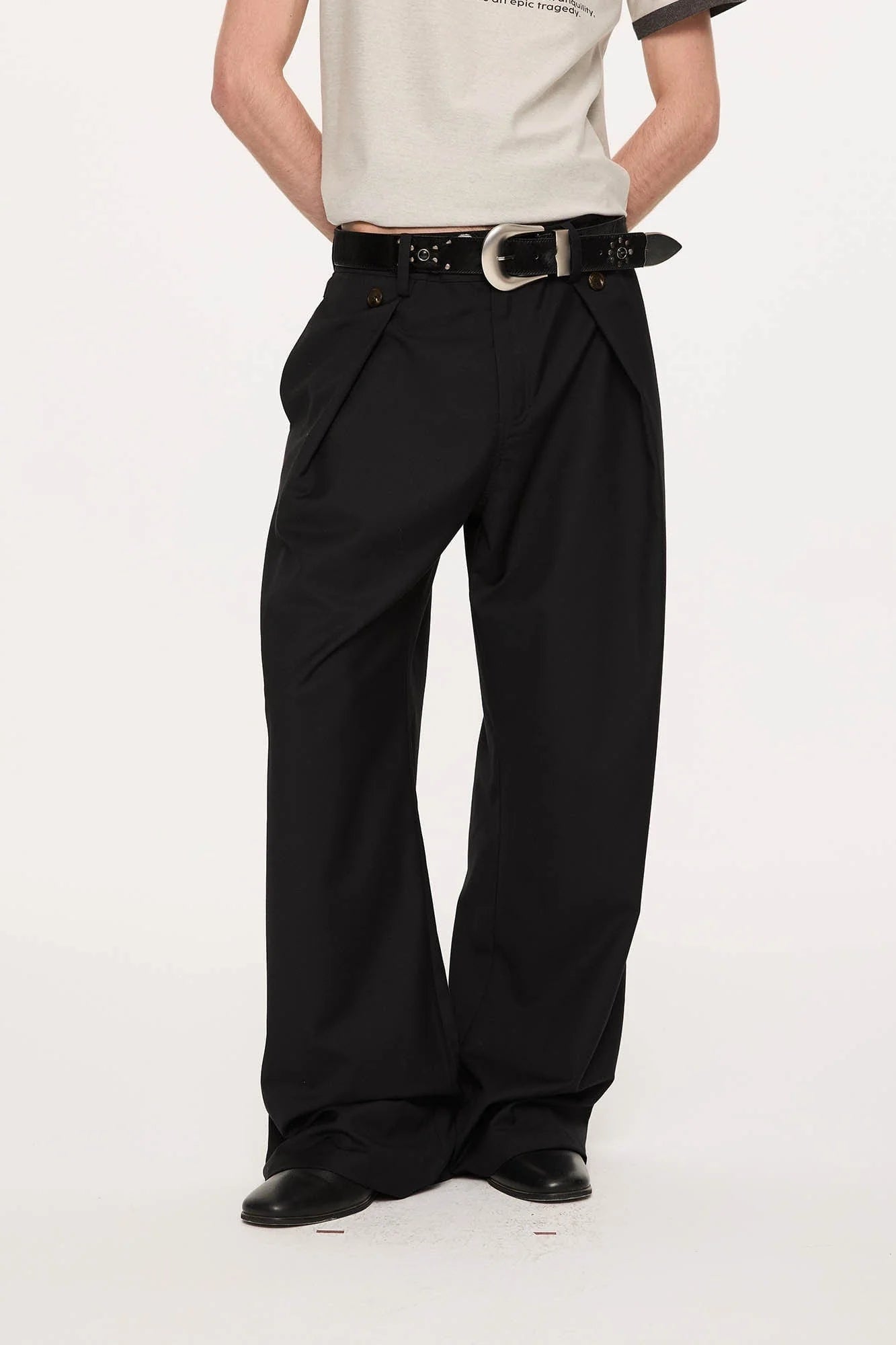 KREATE Inverted Pleats Wide-Leg Trousers