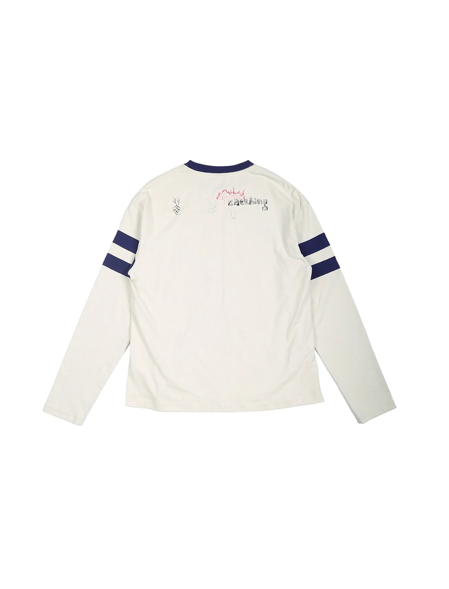 TRECLUB Contrast Fleece-Patch Graffiti Long-Sleeve Tee