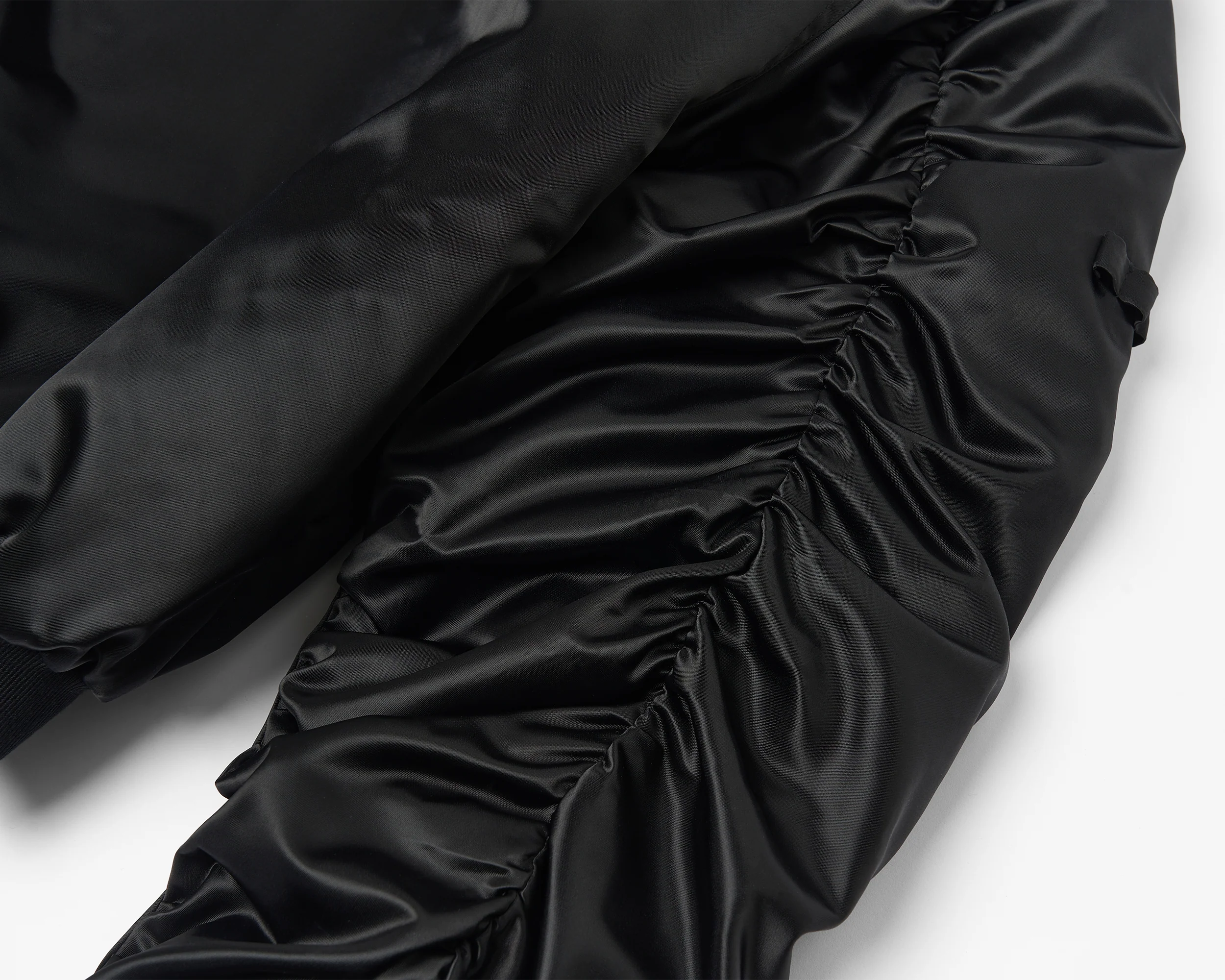 SAVAGEGROWTHWORLD Embroidered Ruched-Sleeve Reflective-Stripe Bomber