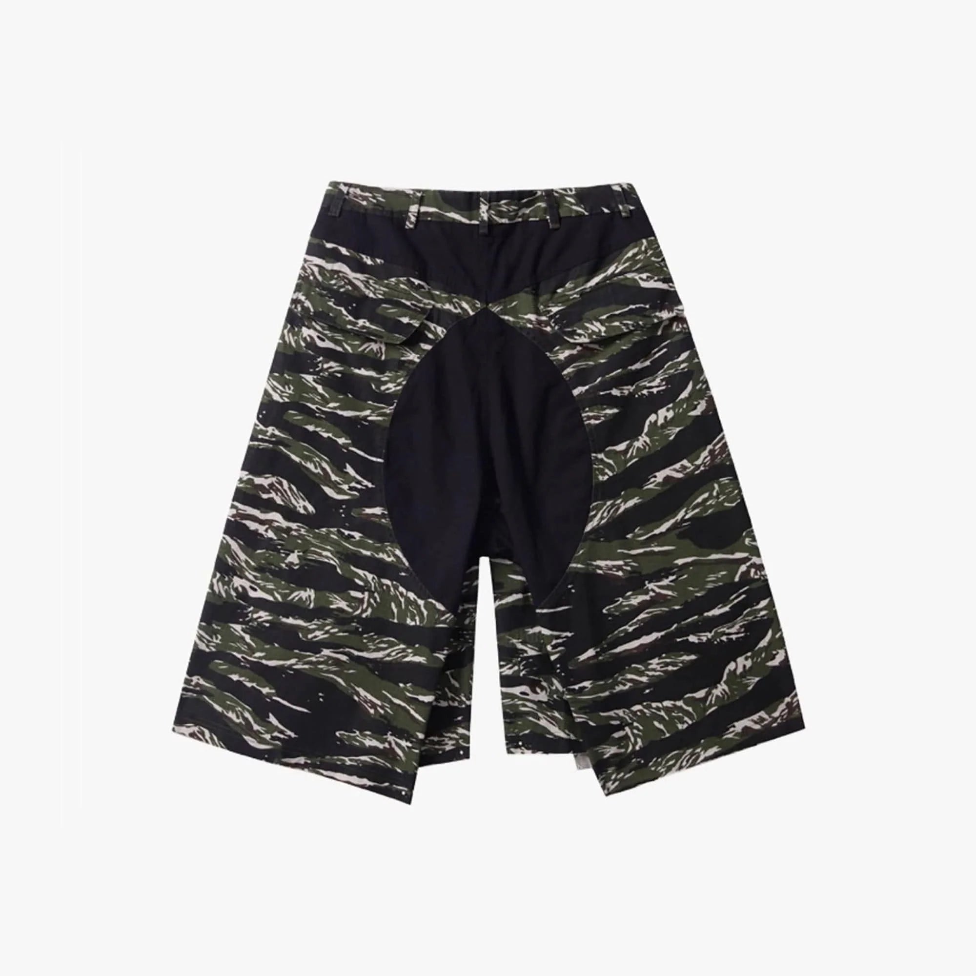 ERROR CODE ROBOT Washed Paneled Frayed-Hem Camo Cargo Shorts