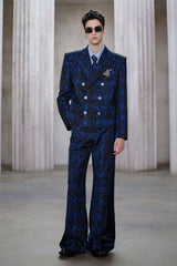 FACEONLAB Snake Diamond Double-Breasted Blazer