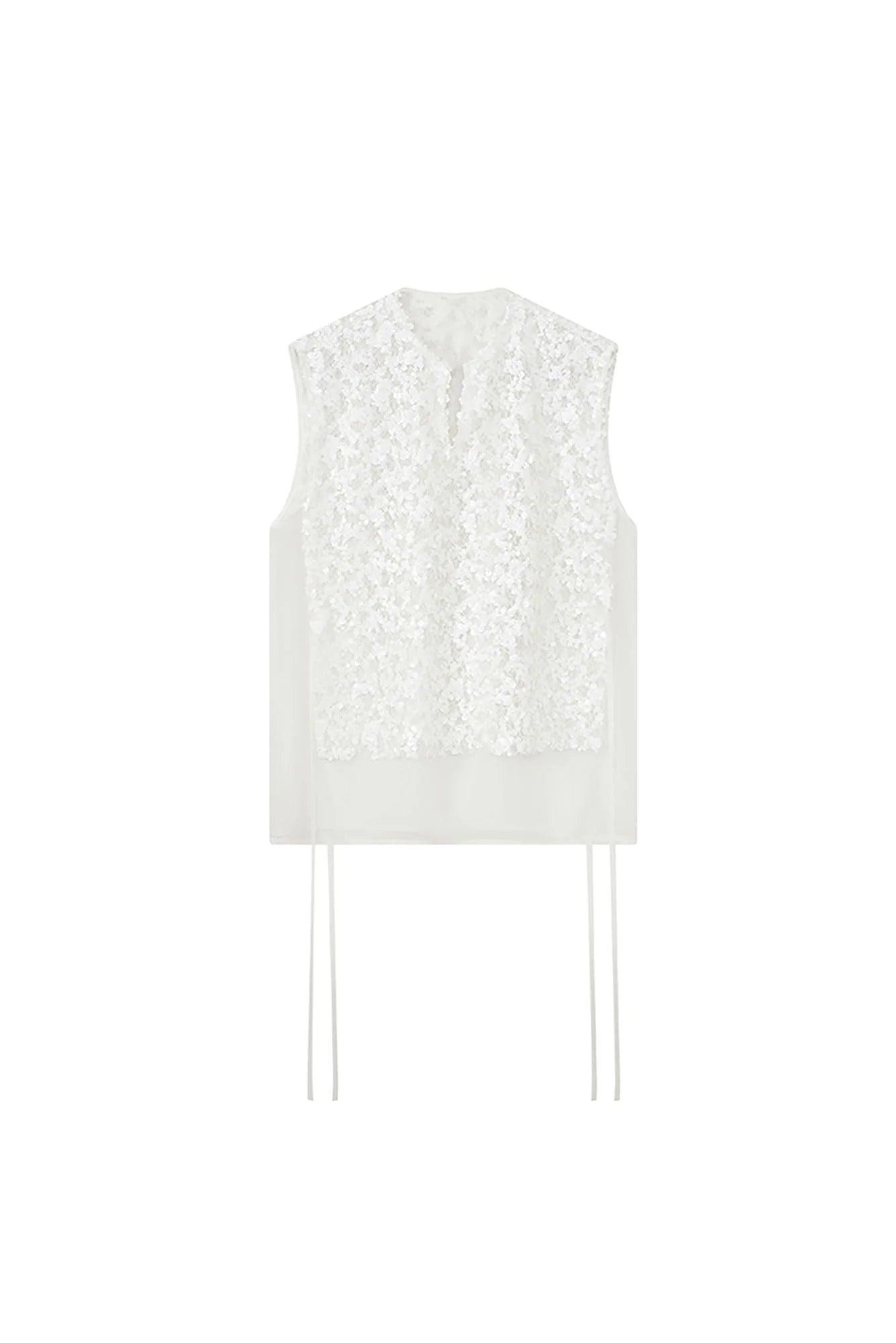 JIECHI Sequin Lace Sheer Layered Vest