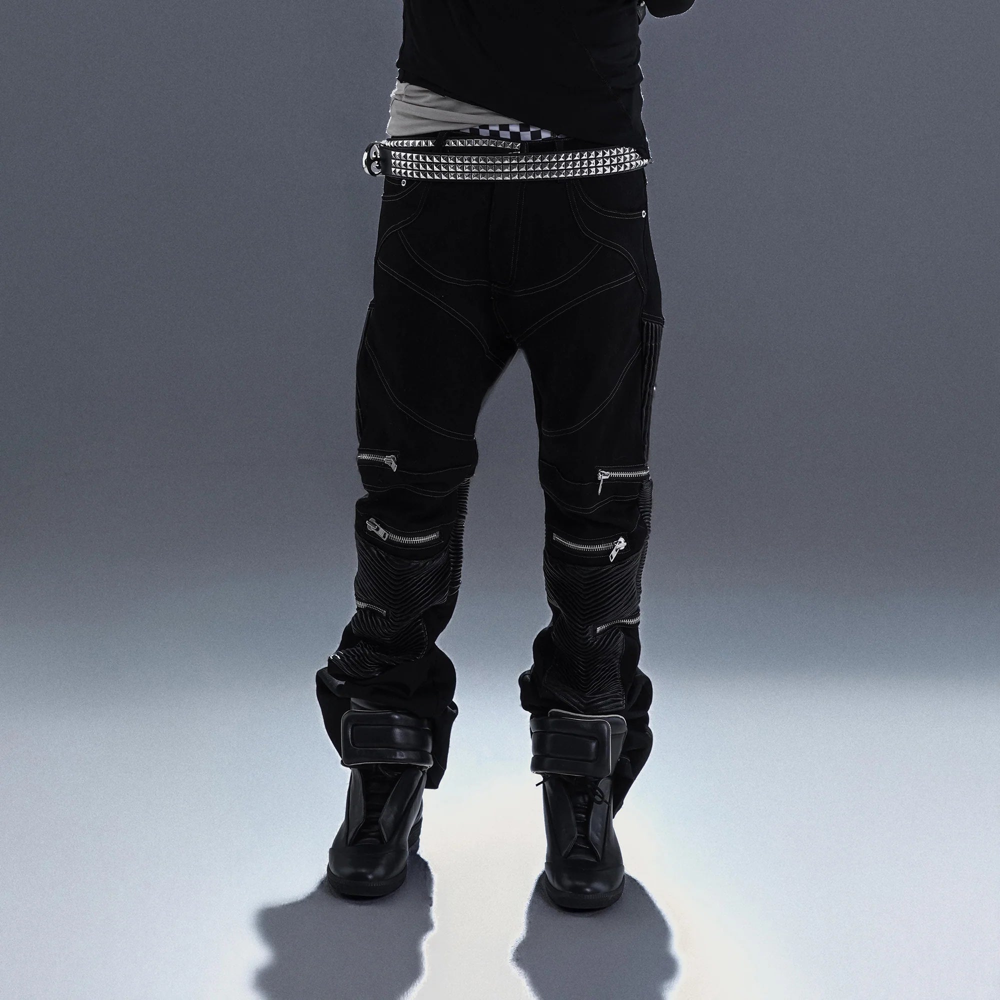 PCCVISION Multi-Zip Stitched Slim Pants