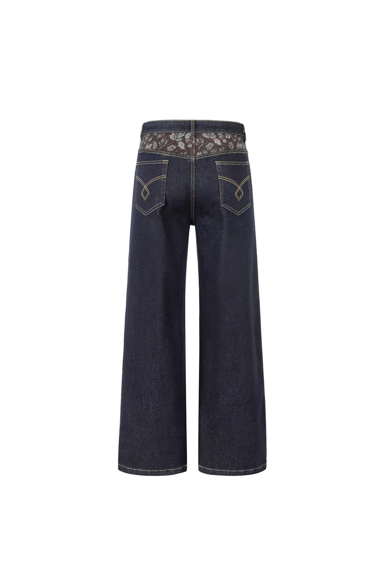 OKAYTHXBYE Floral Paneled Waist Raw Jeans