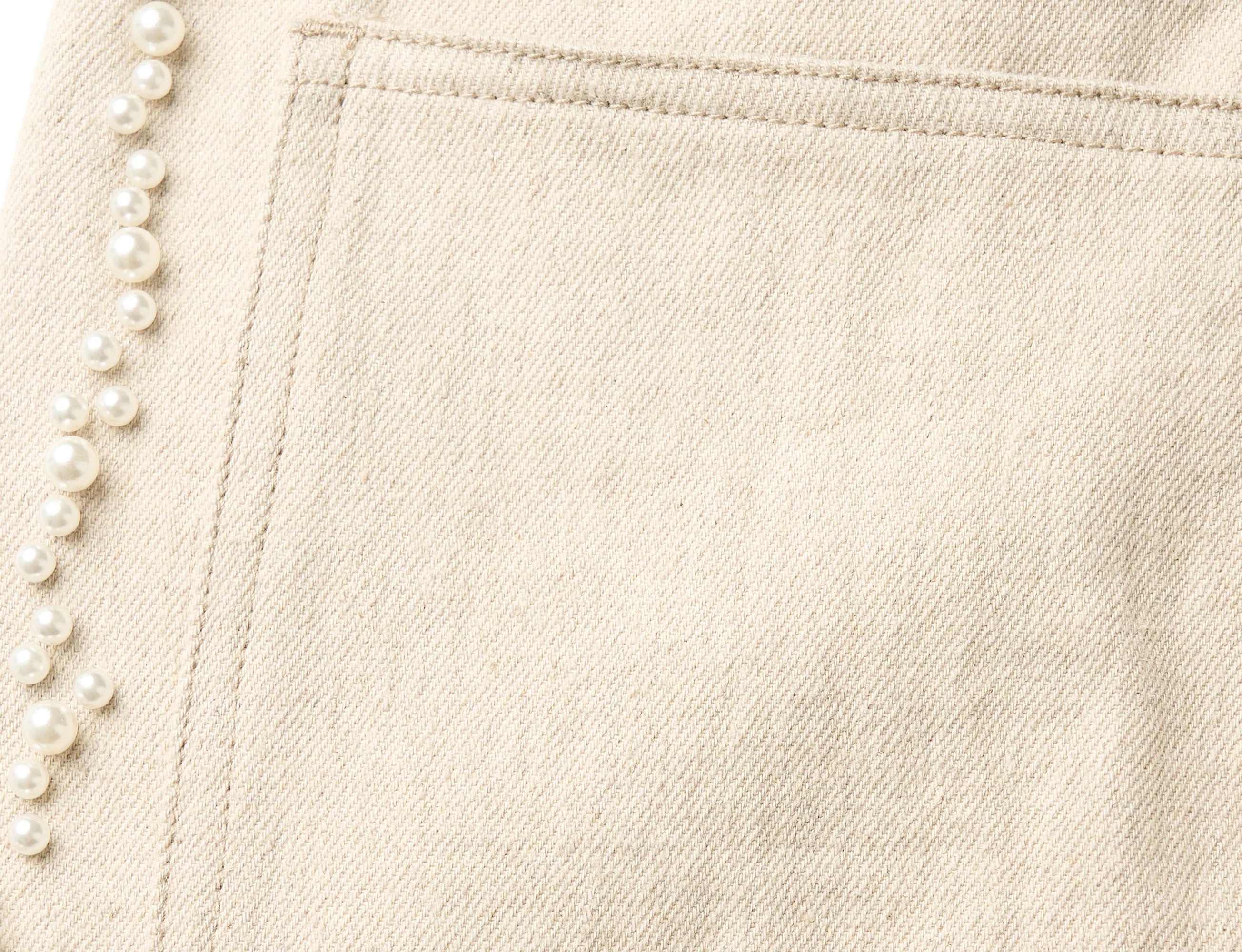 STEEPC Pearl Embellished Linen-Blend Wide-Leg Trousers