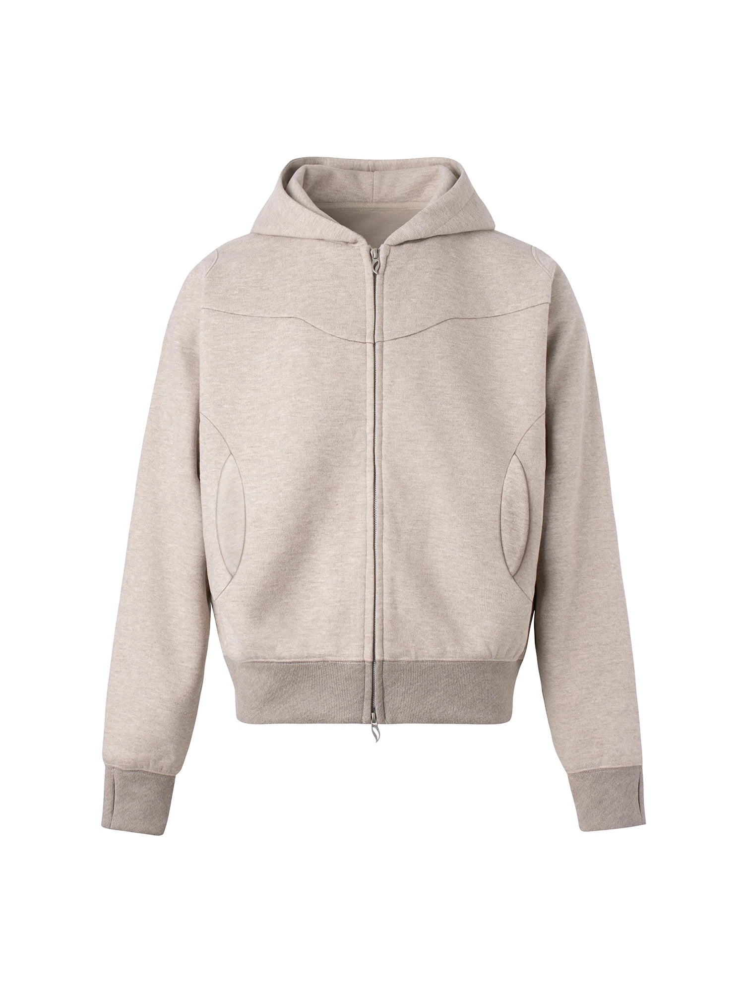 ESAIAS Wool Blend Panel Boxy Hooded Jacket