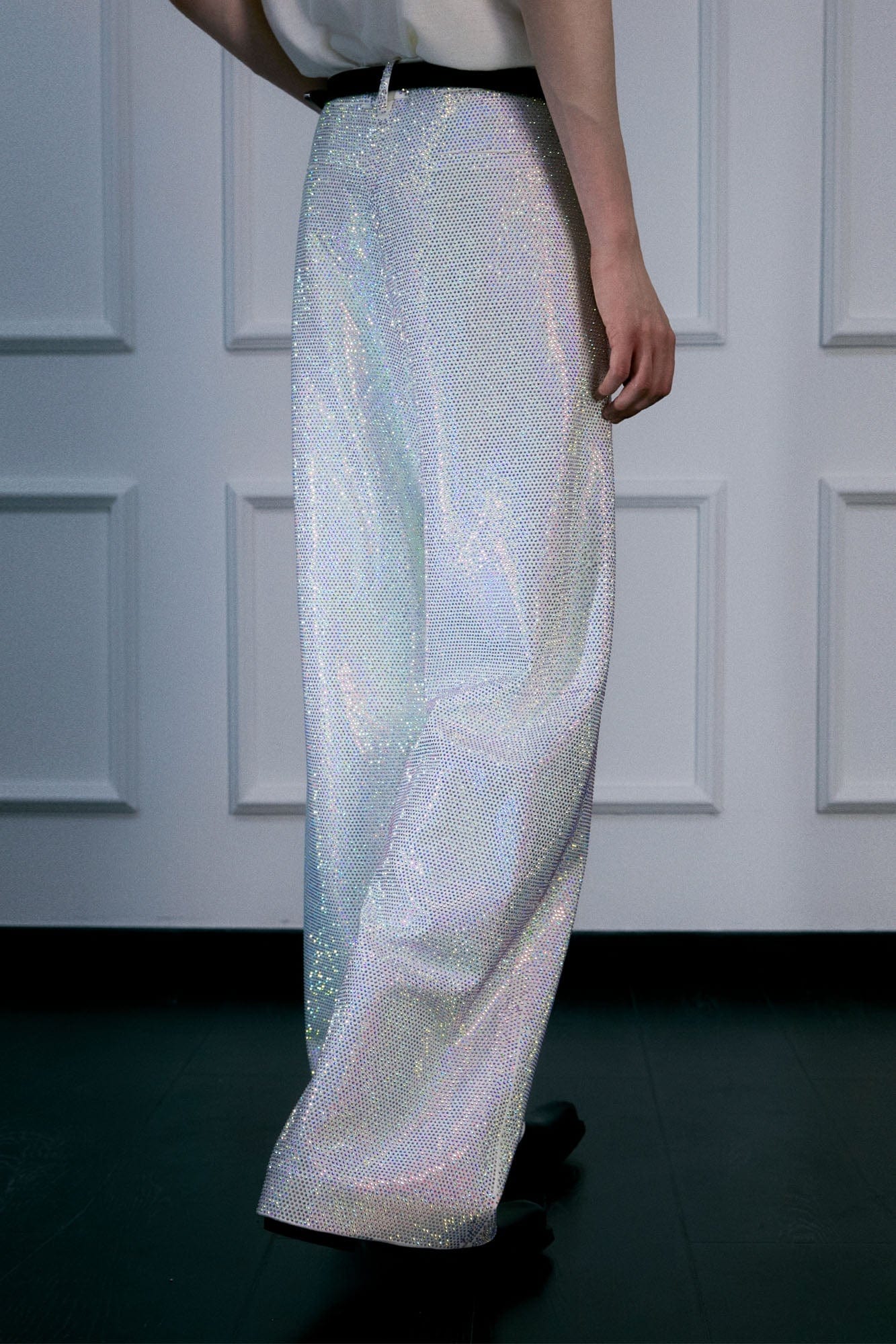 FACEONLAB Iridescent Diamond Wide-Leg Pants