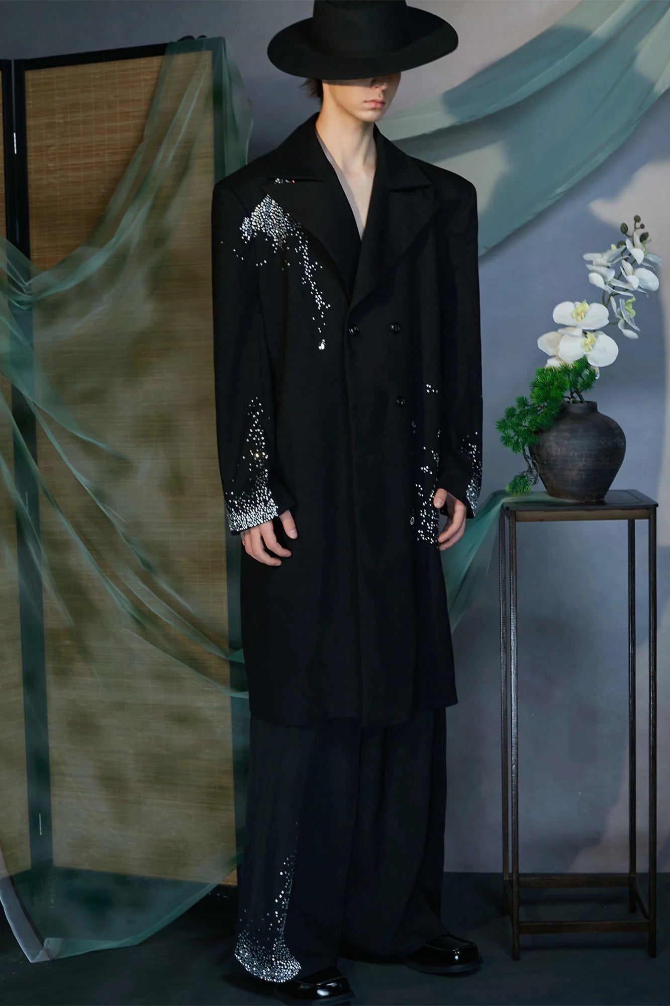 JIECHI Diamond Wide-Leg Pants