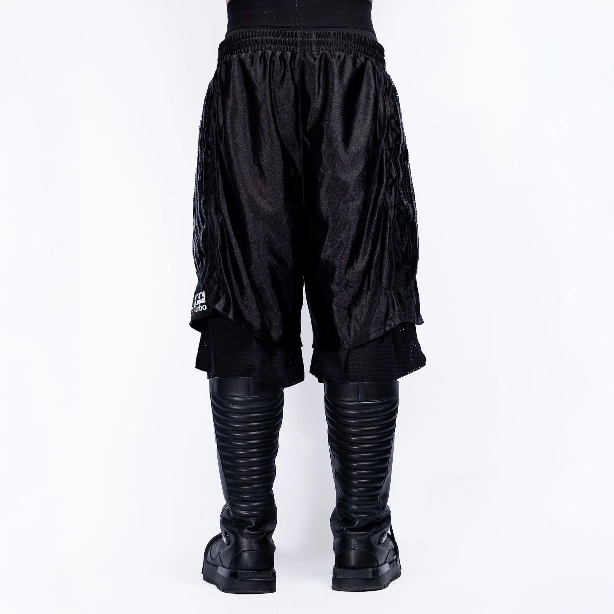 FVVO Layered Mesh Satin Striped Shorts