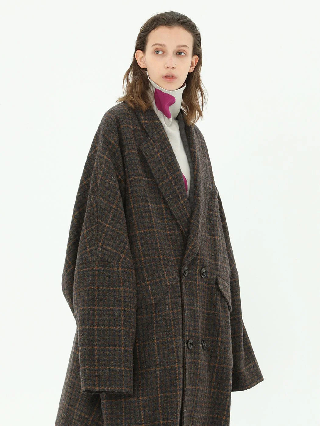 MIICHOUS Plaid Wool Oversized Coat