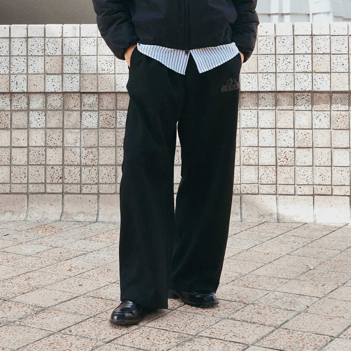 PMW Embroidered LOGO Curved-Leg Sweatpants