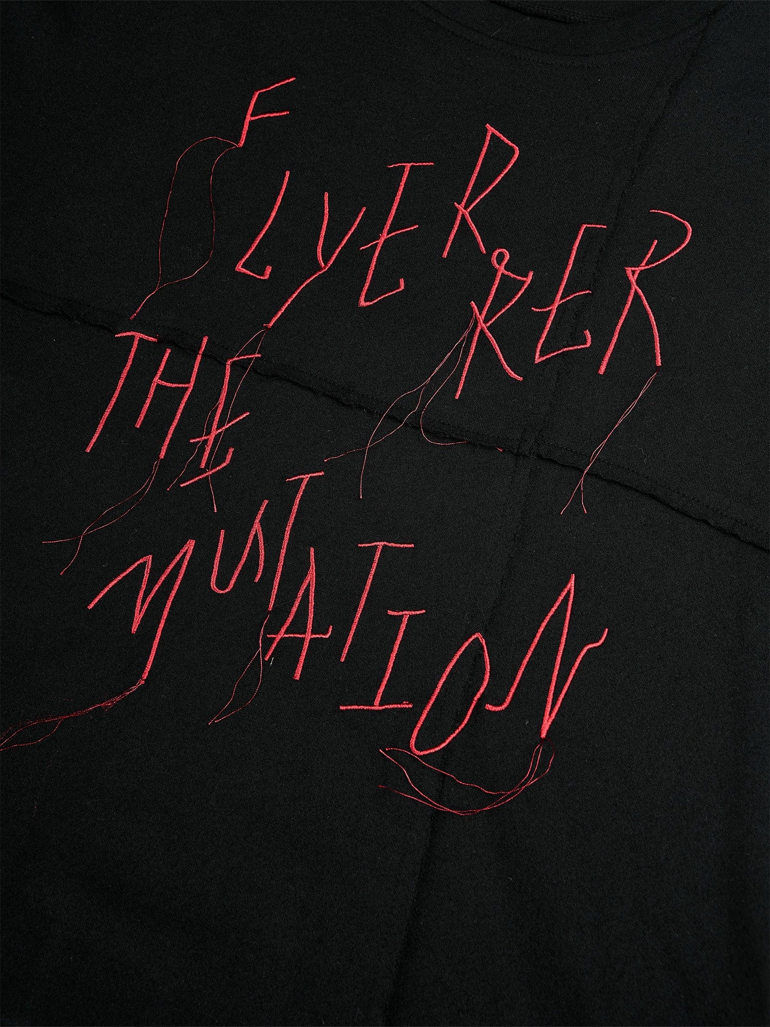 FLYERRER Cross-Panel Contrast Frayed Embroidered Long-Sleeve Tee