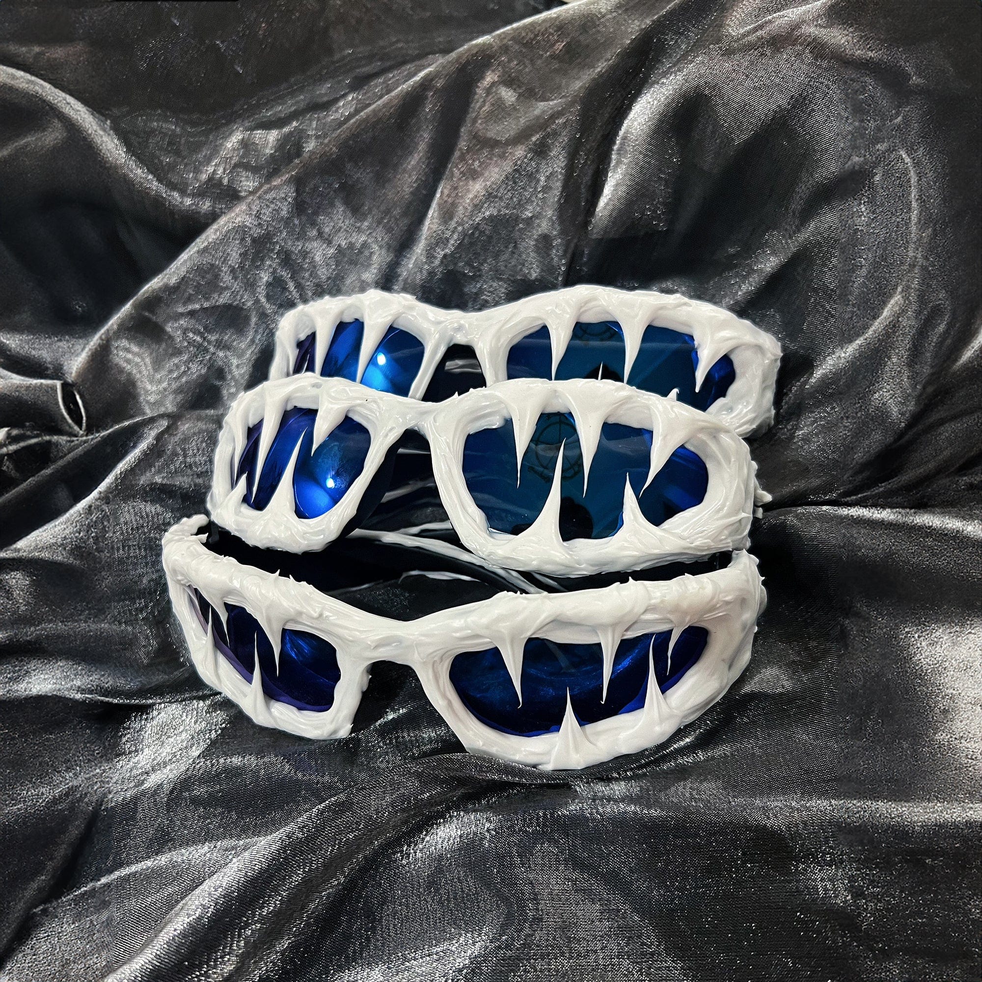 Pi0neeR Ice Melt Dripped Resin Sunglasses Blue