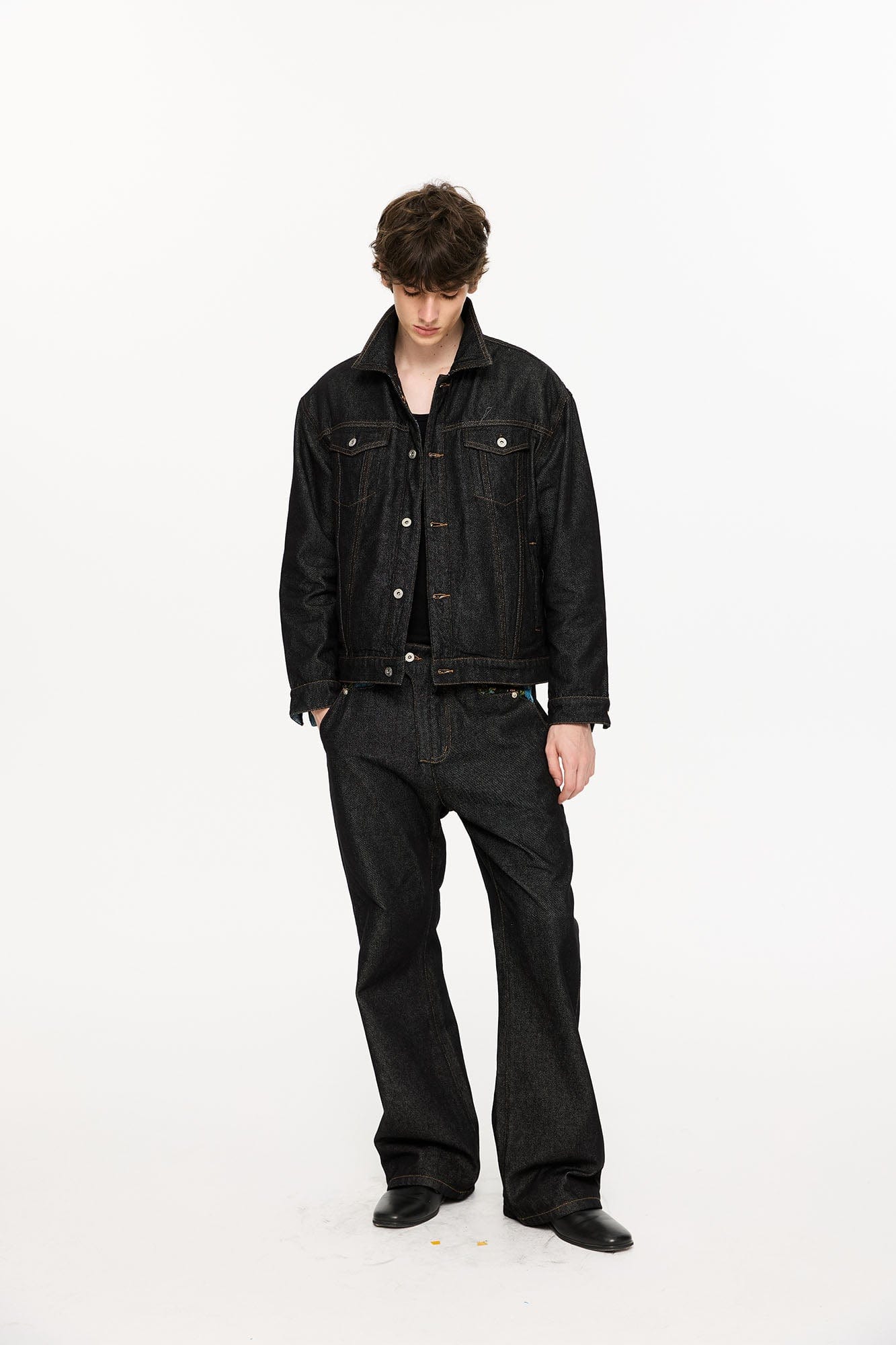 KREATE Floral Lined Stitched Denim Jacket