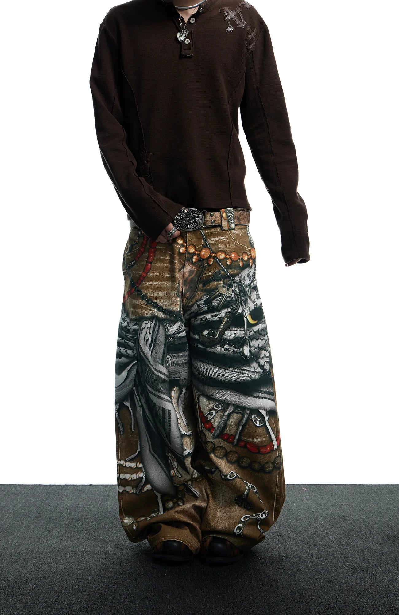 DND4DES Antique Jewelry Print Baggy Jeans