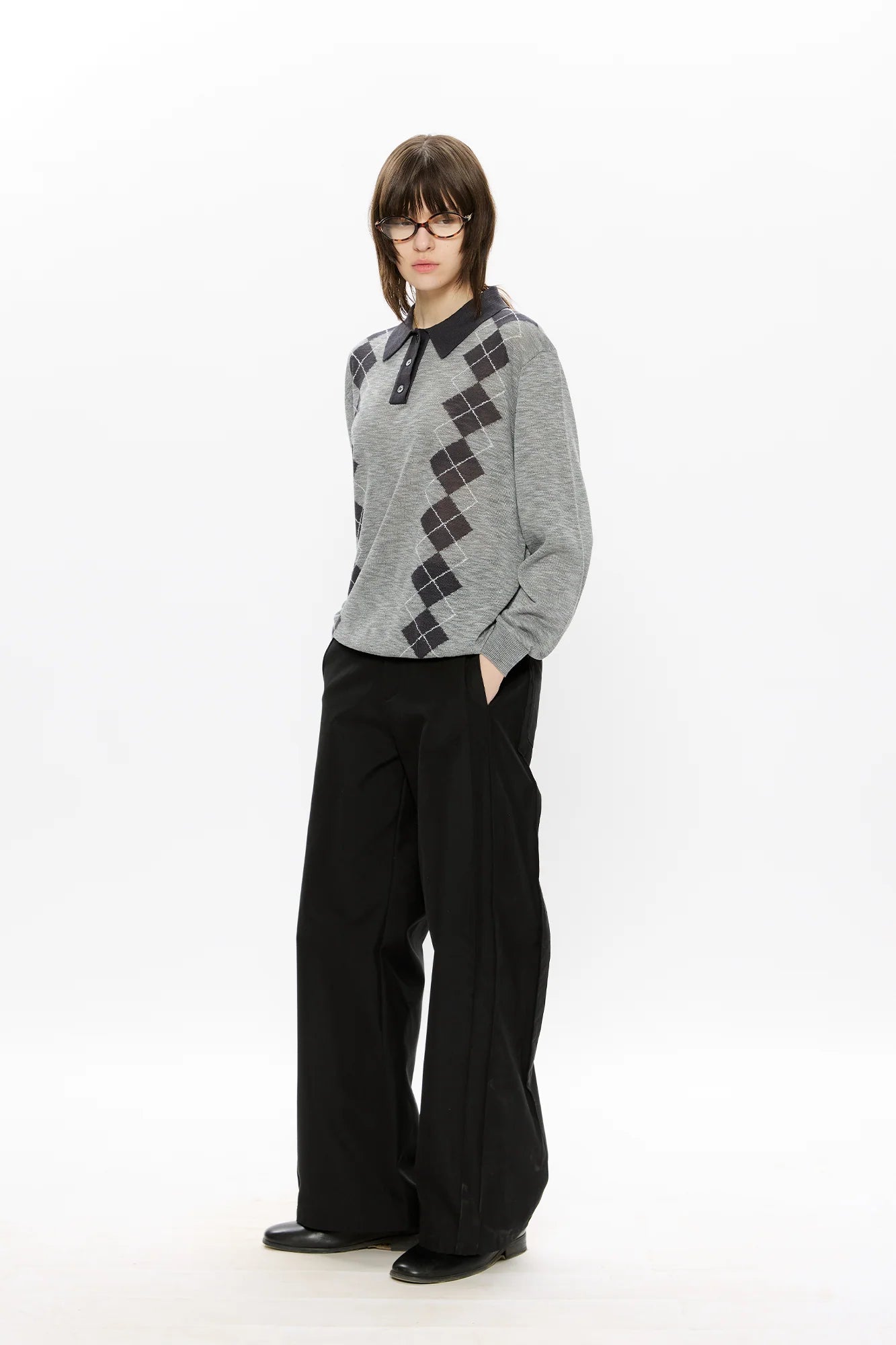 KREATE Retro Argyle Polo Sweater