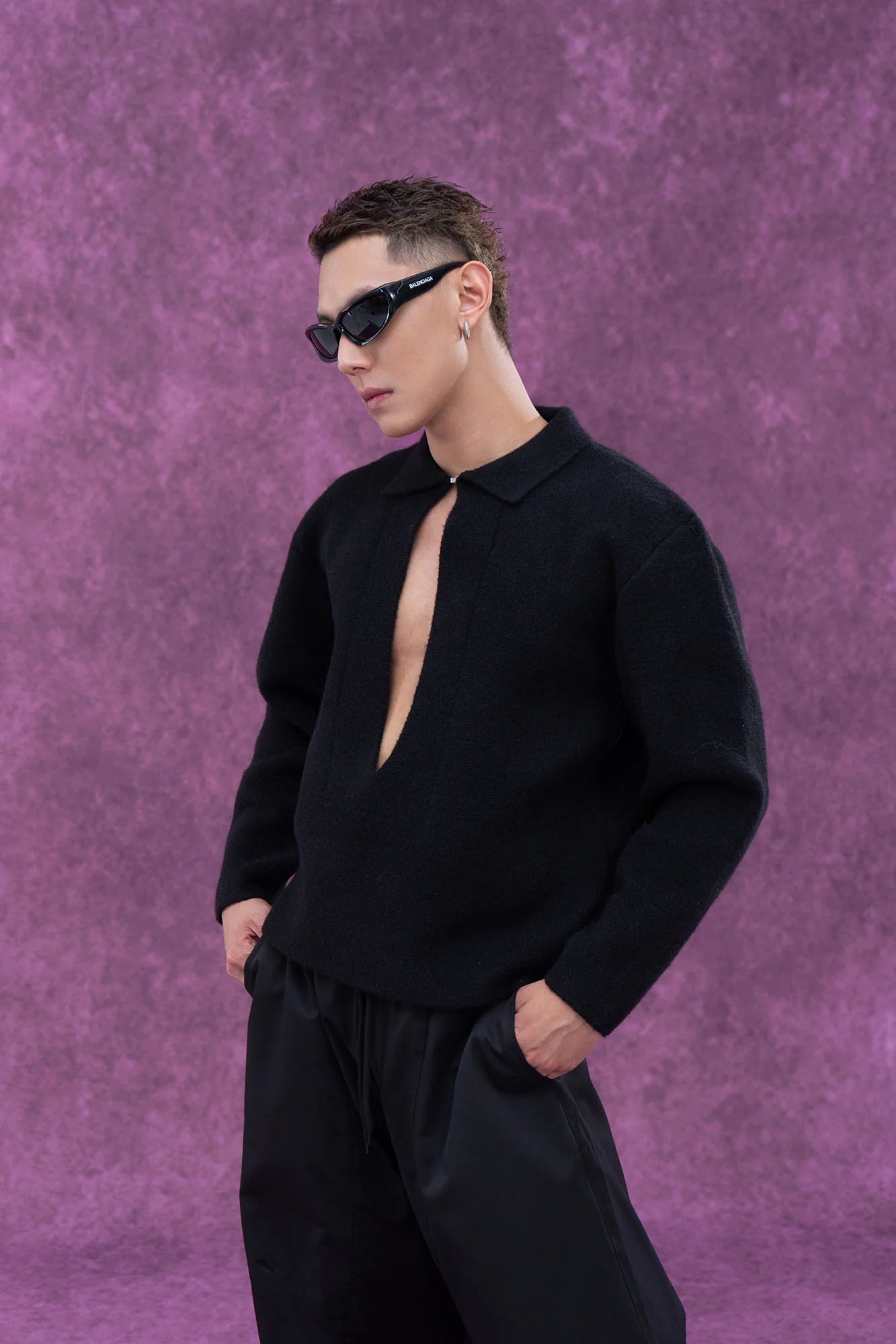 CLP Deep-V Oversized Wool-Blend Pullover