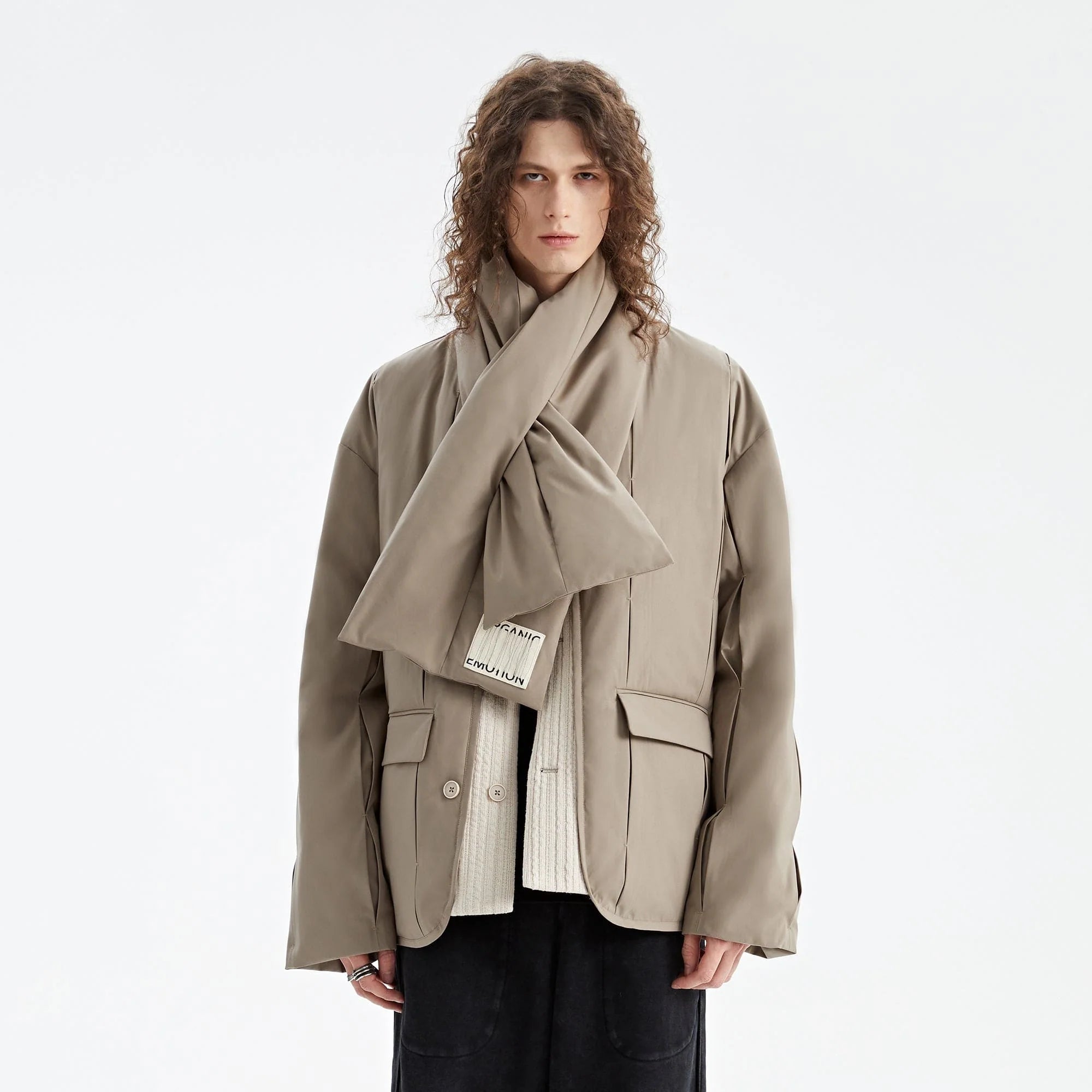 ORGANIC EMOTION Spliced Waterproof Duck Down Scarf Jacket