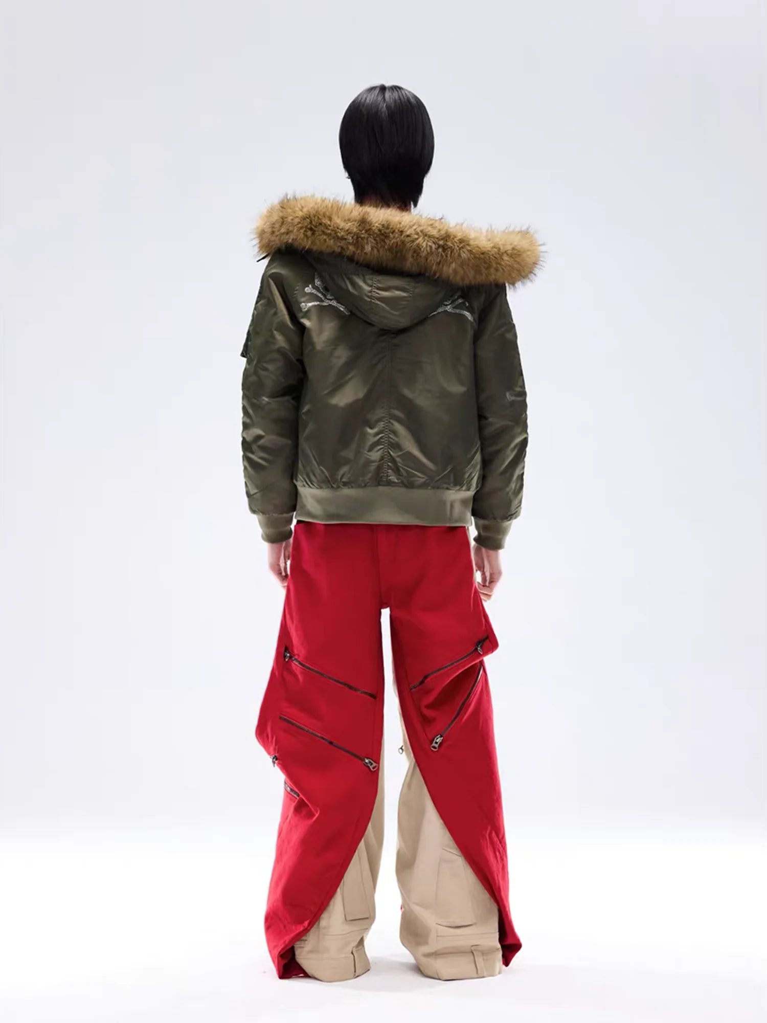NOTHINGNESS WORLD Faux Fur Patch Hooded Puffer Jacket