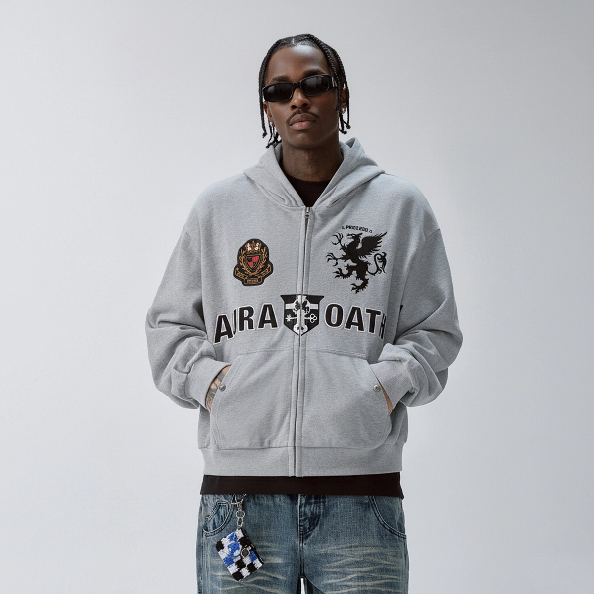 F2CE Crest Emblem Patch Zip-Up Hoodie