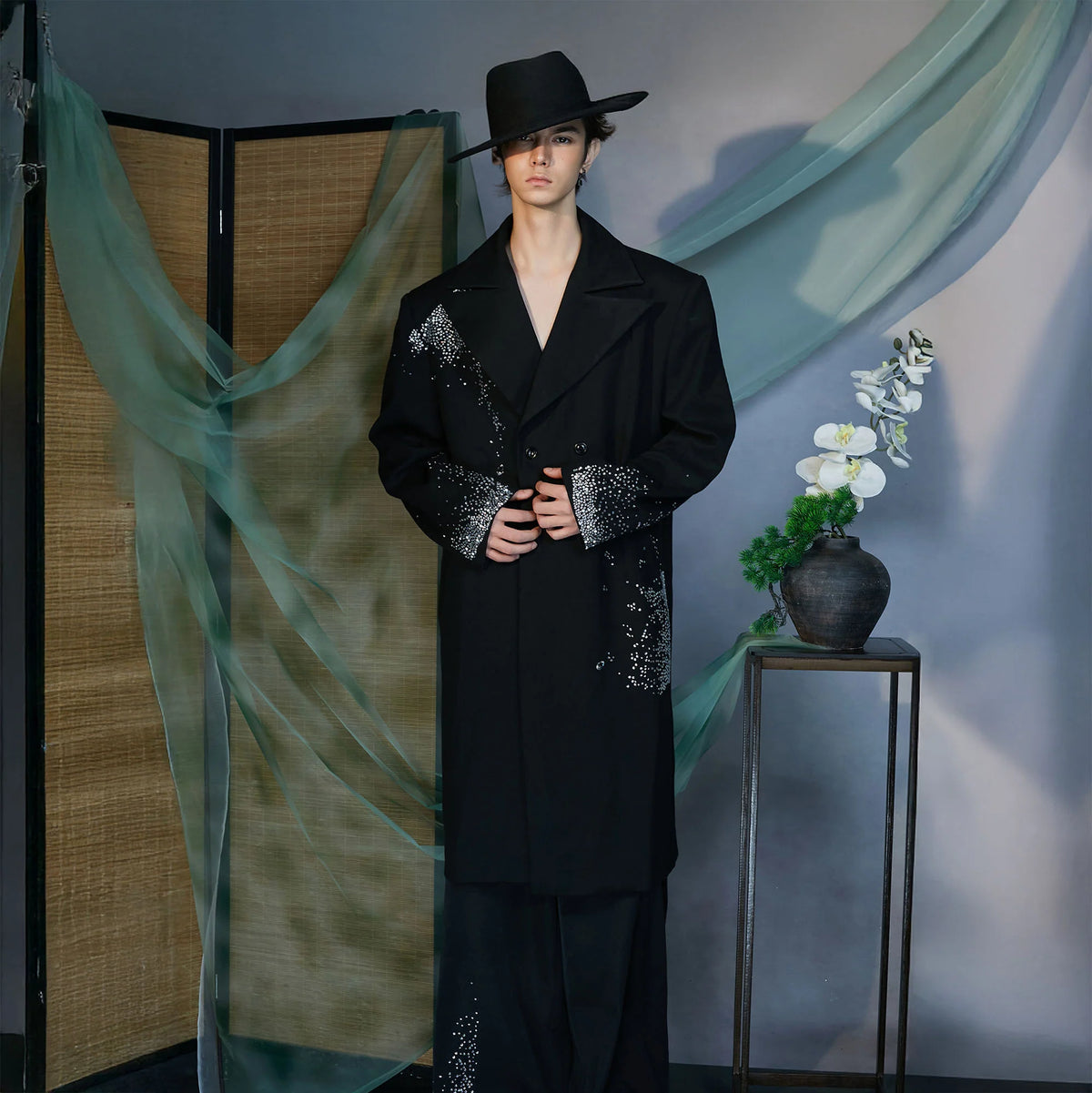 JIECHI Diamond Structured Overcoat
