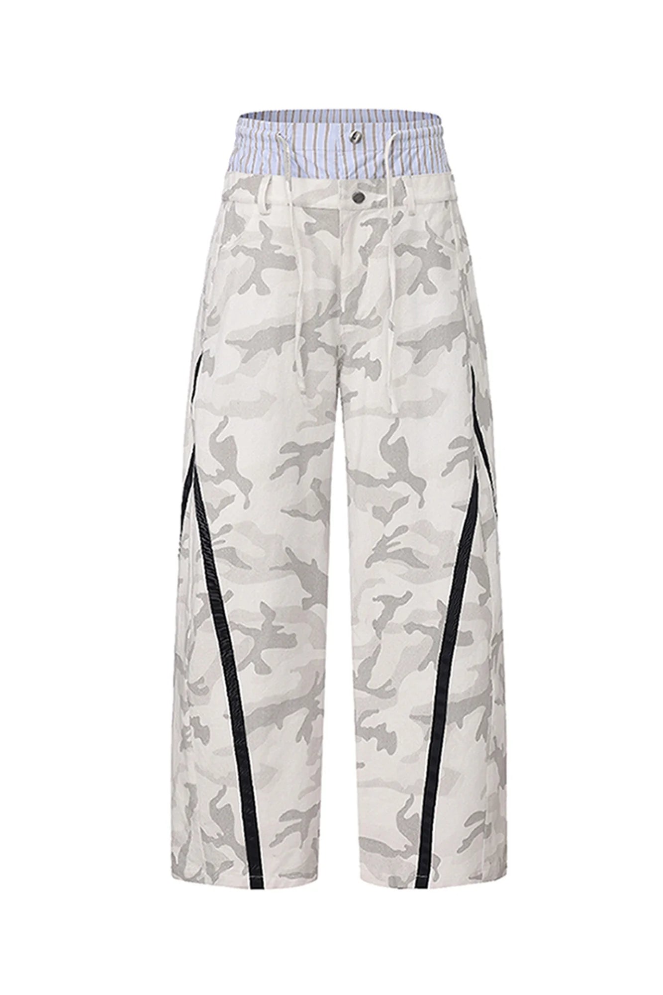 VANN VALRENCE Camo Double-Waist Wide-Leg Pants