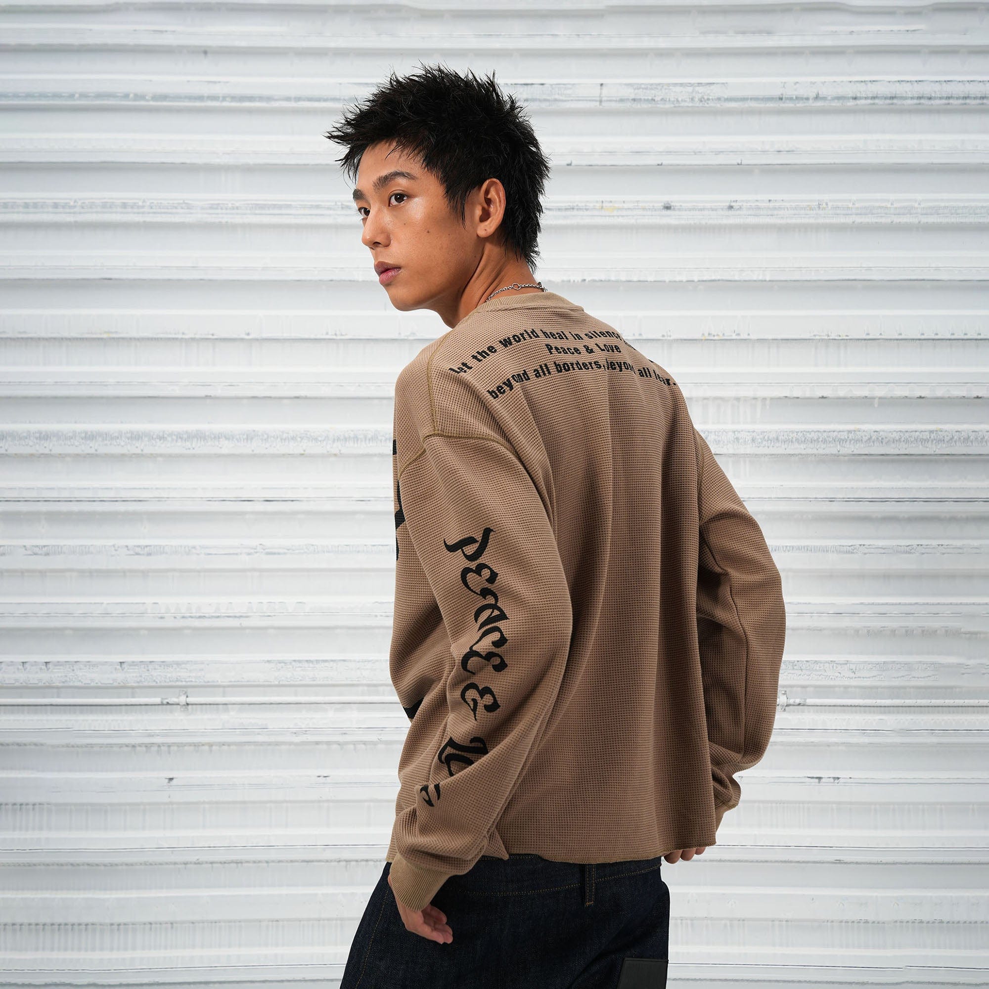 VINKID Pigeon Graphic Waffle Sweatshirt