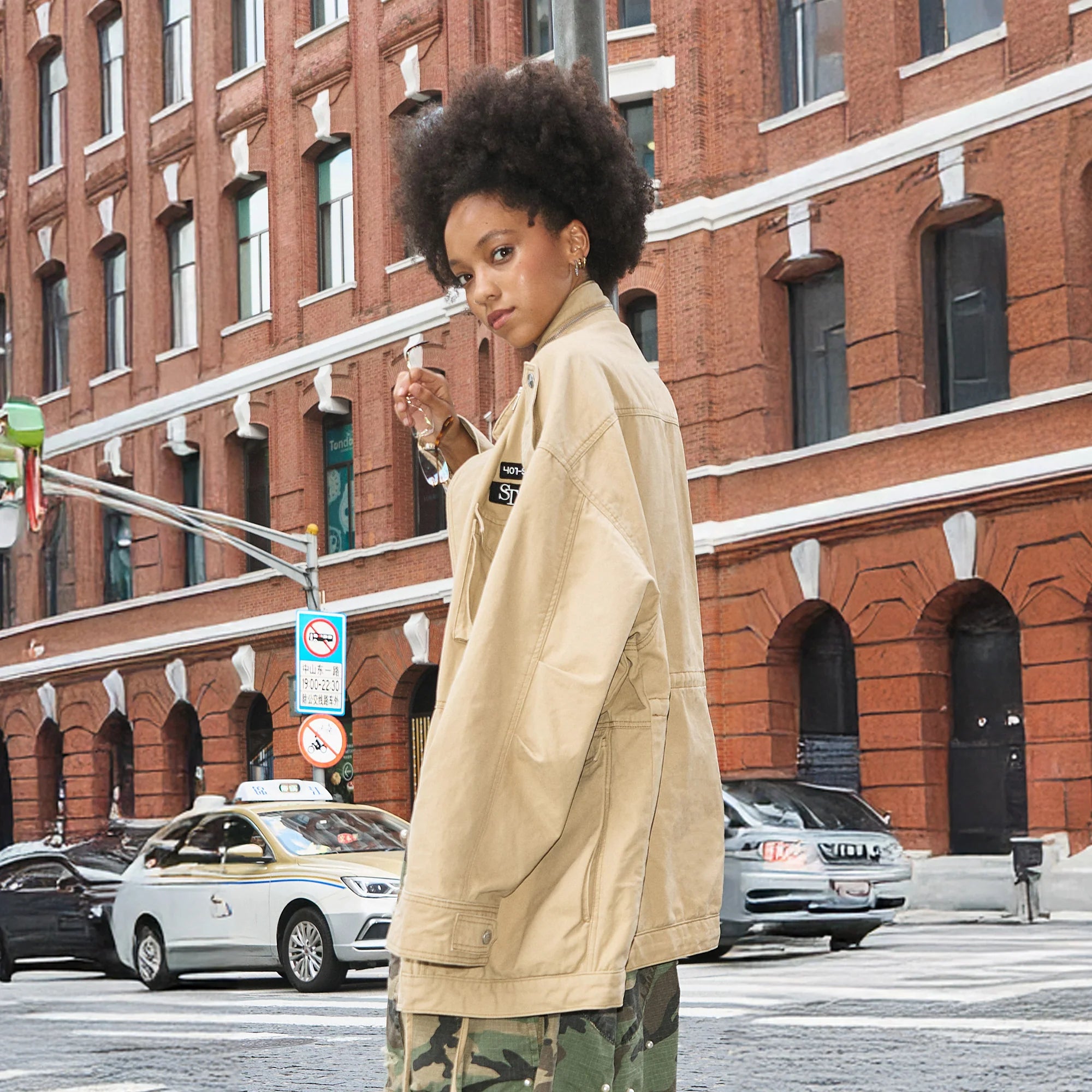 STEEPC Embroidered-Patch Multi-Pocket Oversized Jacket