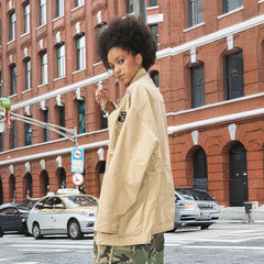 STEEPC Embroidered-Patch Multi-Pocket Oversized Jacket
