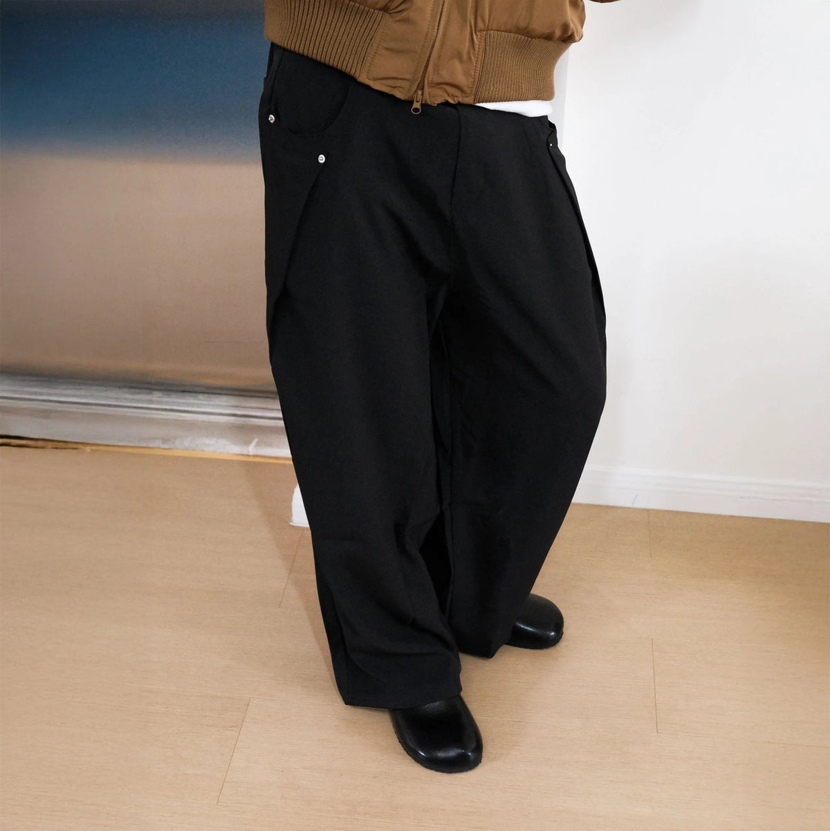 WIID Slanted Pleat Wide-Leg Trousers