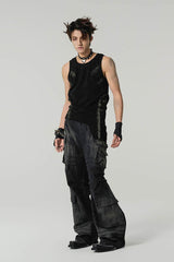 FLYERRER Distressed Asymmetrical Tank Top