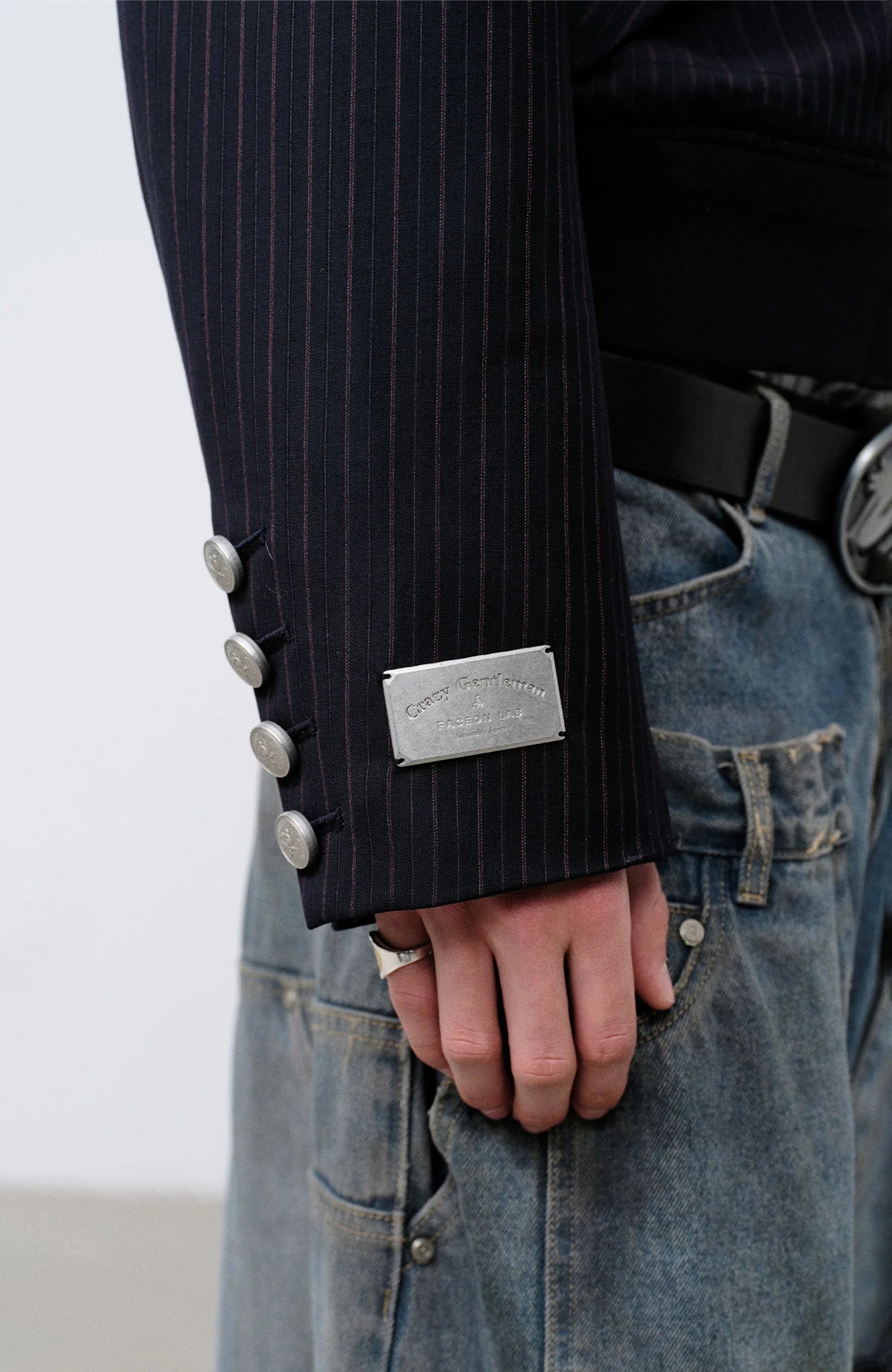 FACEONLAB Arm-Patched Bomber Jacket Navy