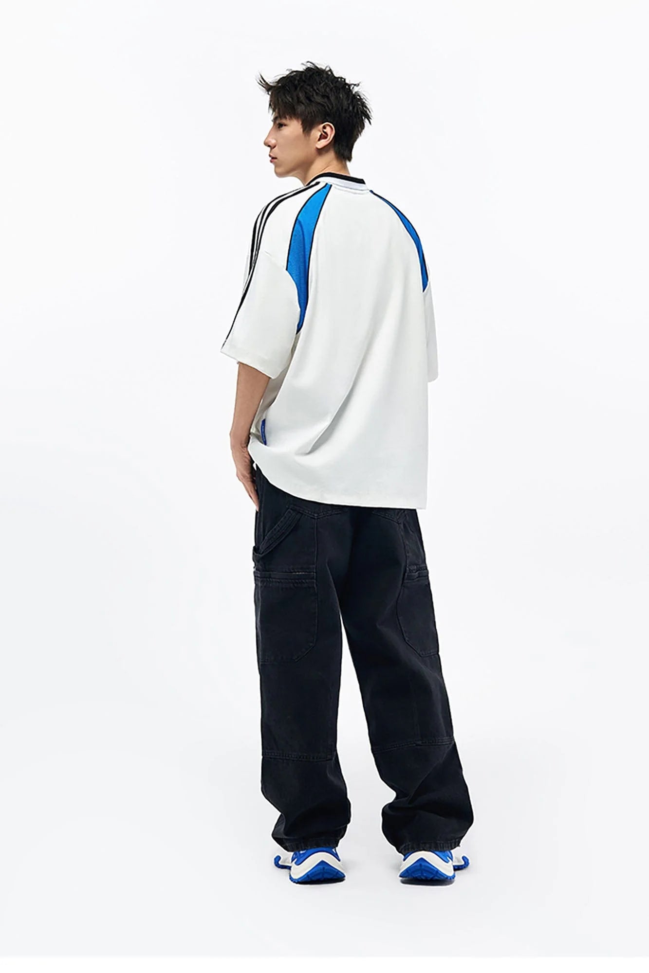 OVERLAPS Washed Multi-Pocket Cargo Jeans