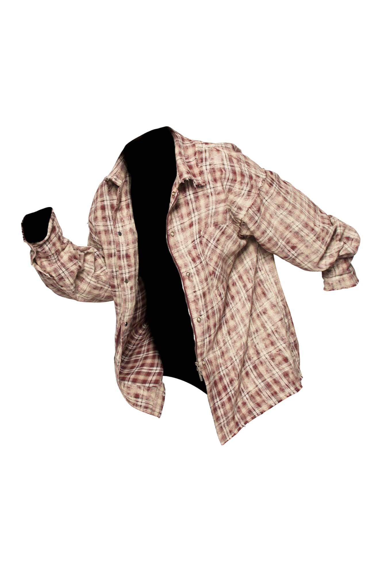 RELABEL Tie-dye Plaid Dual Closure Frayed Shirt