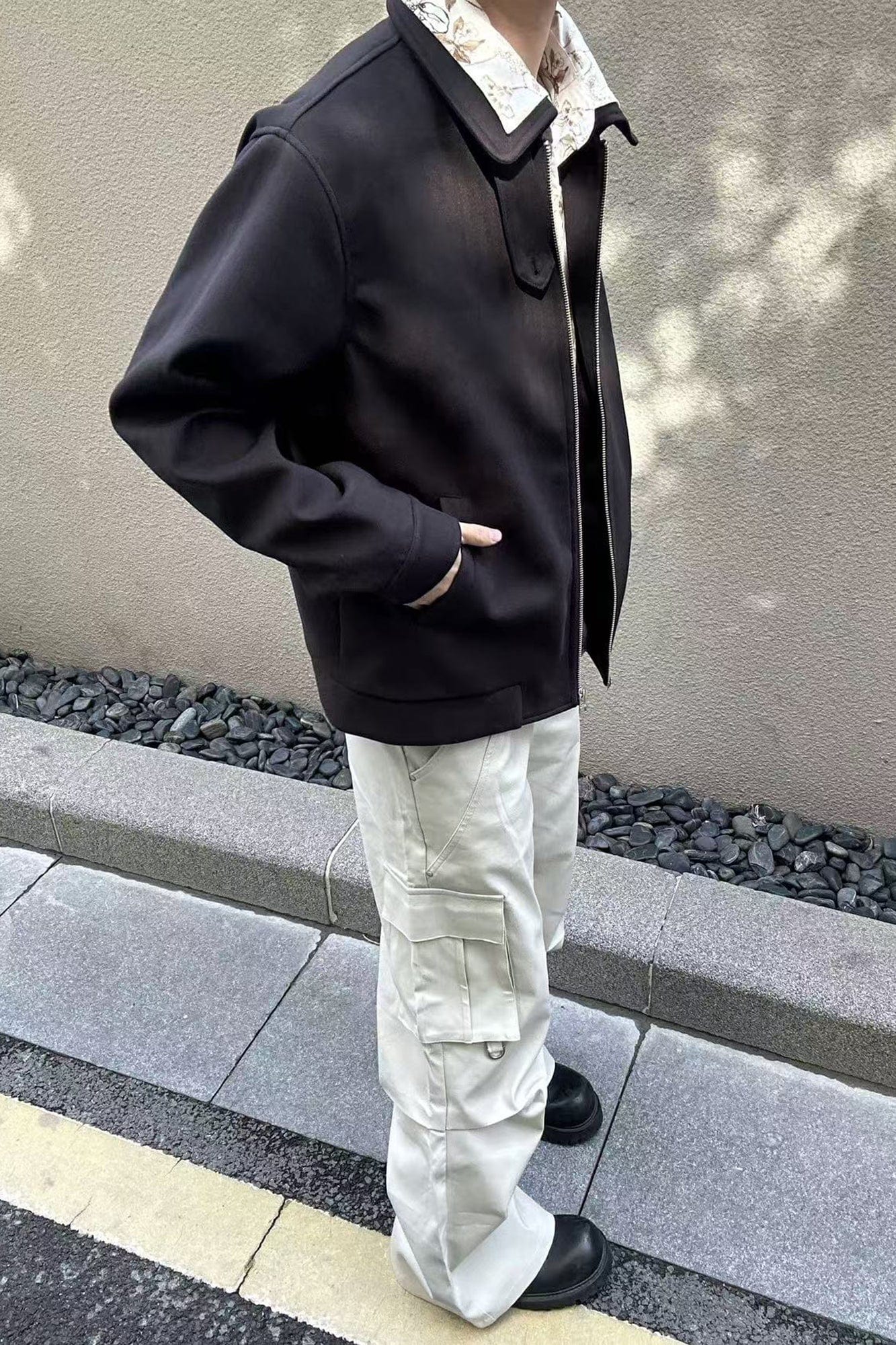 OKAYTHXBYE Double-Layer Floral Zip Jacket