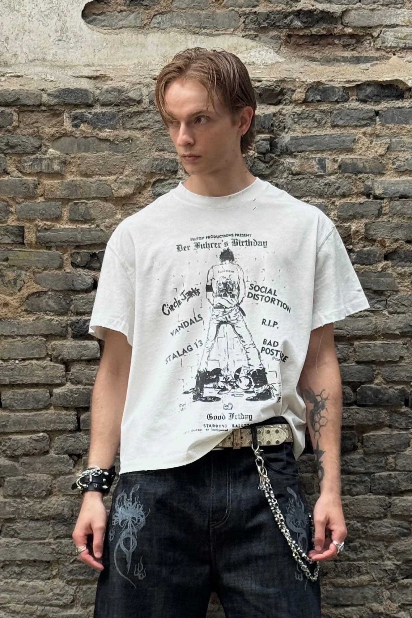 LUUUCAM Punk Flyer Distressed Graphic T-Shirt