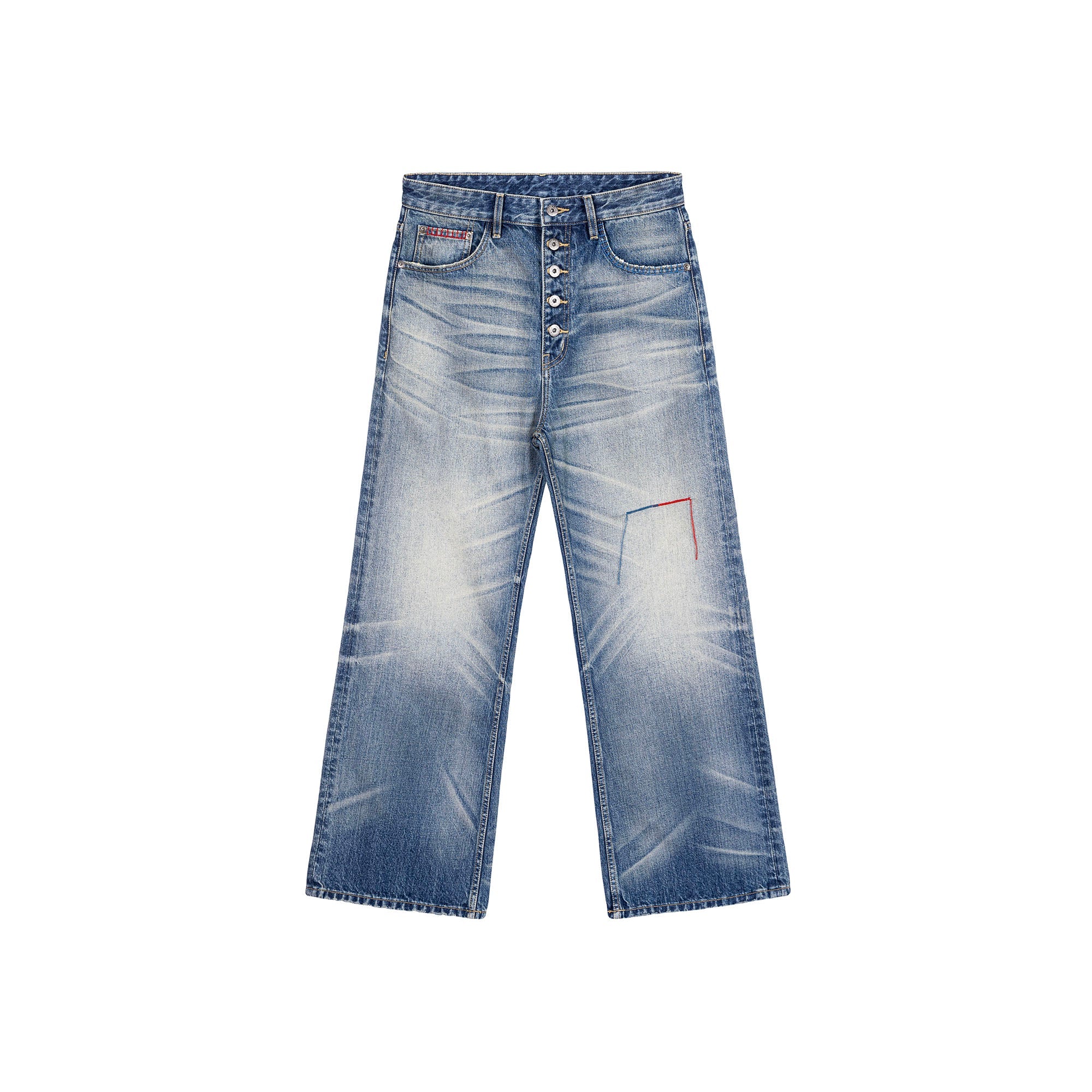 CATSSTAC Whisker Washed Button-Up Jeans