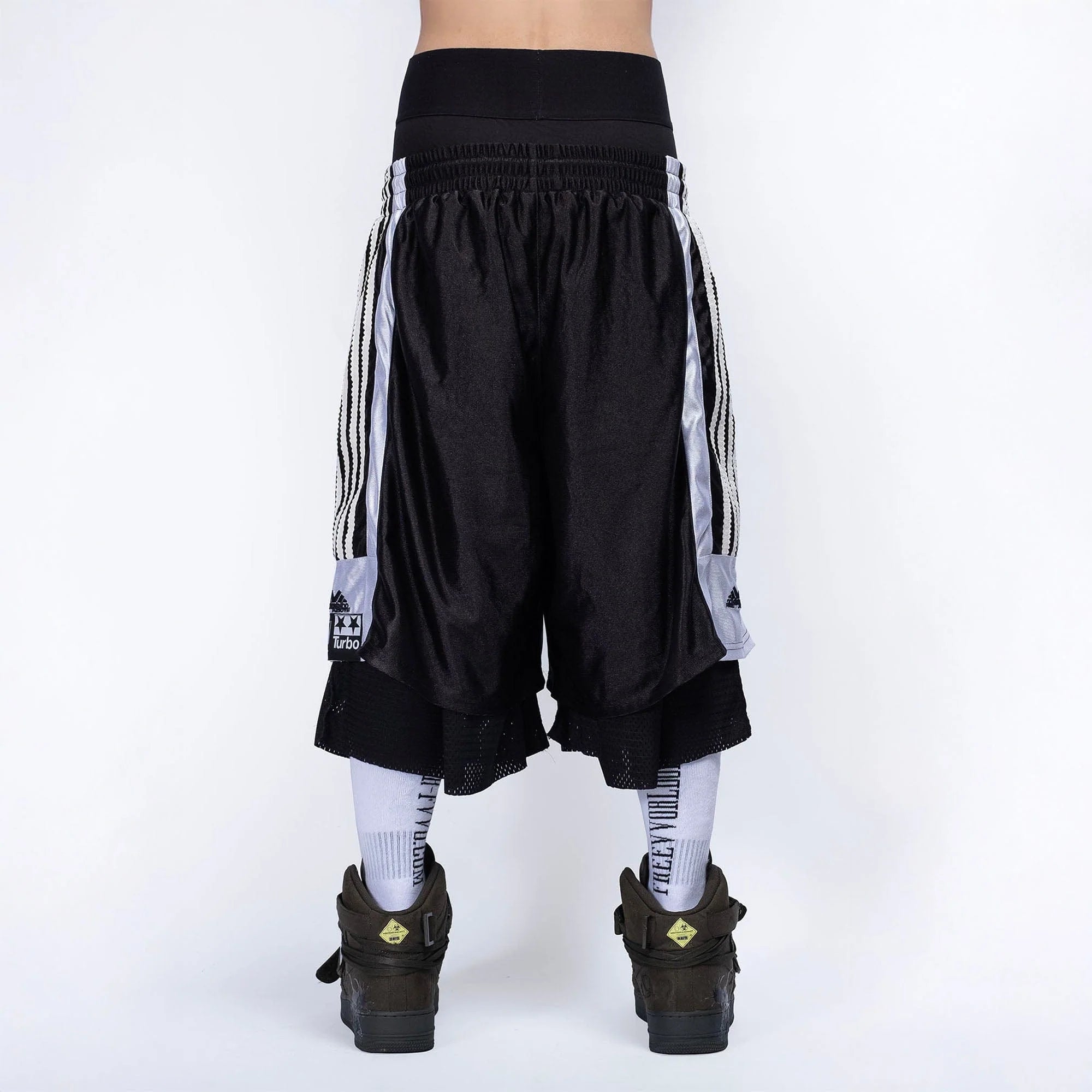 FVVO Layered Mesh Satin Striped Shorts