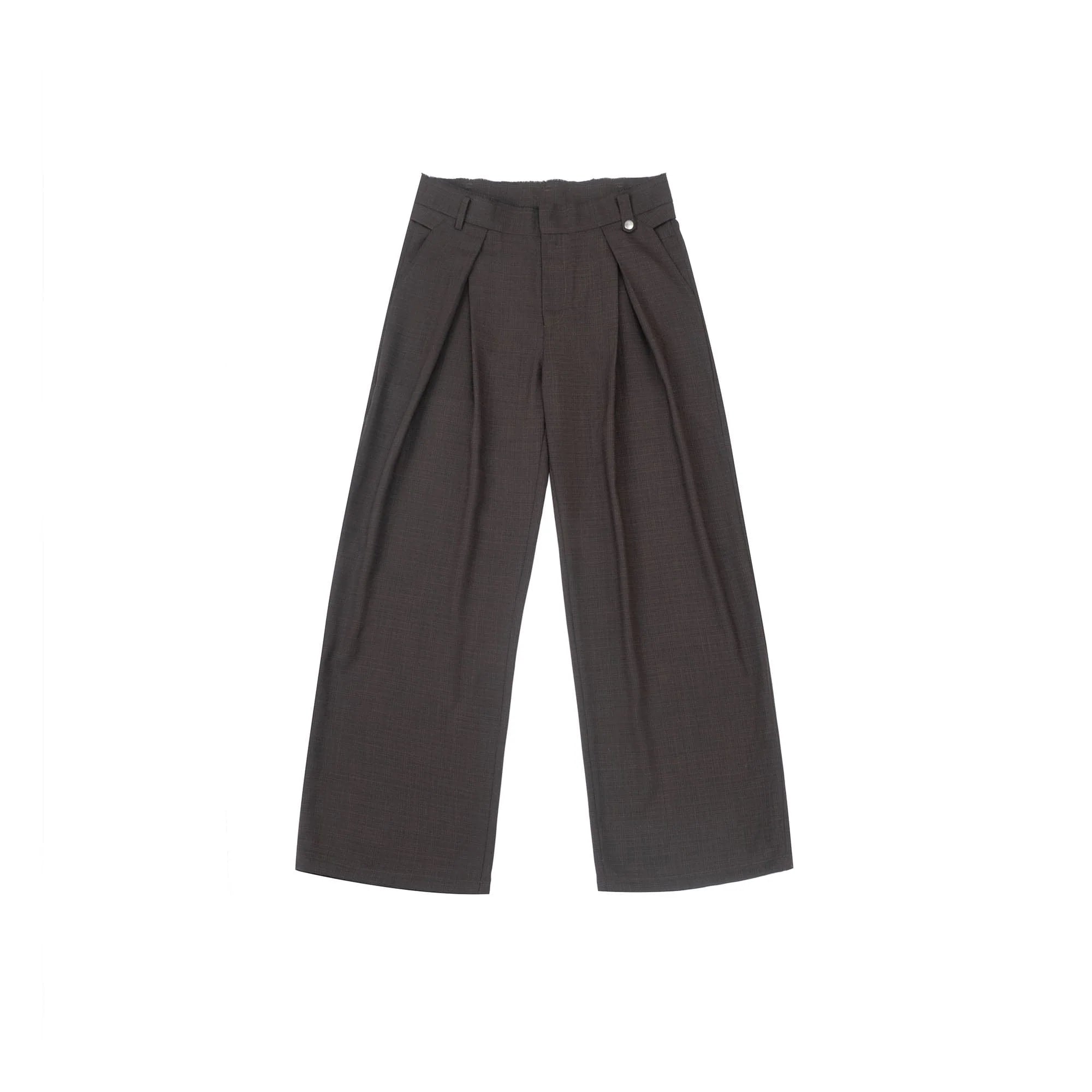 IN EXISTENCE Inverted Pleats Mini Check Wide-Leg Trousers