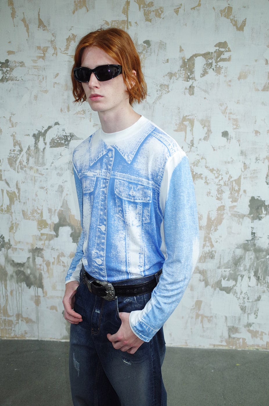 LEONSENSE Denim Print L/S T-Shirt