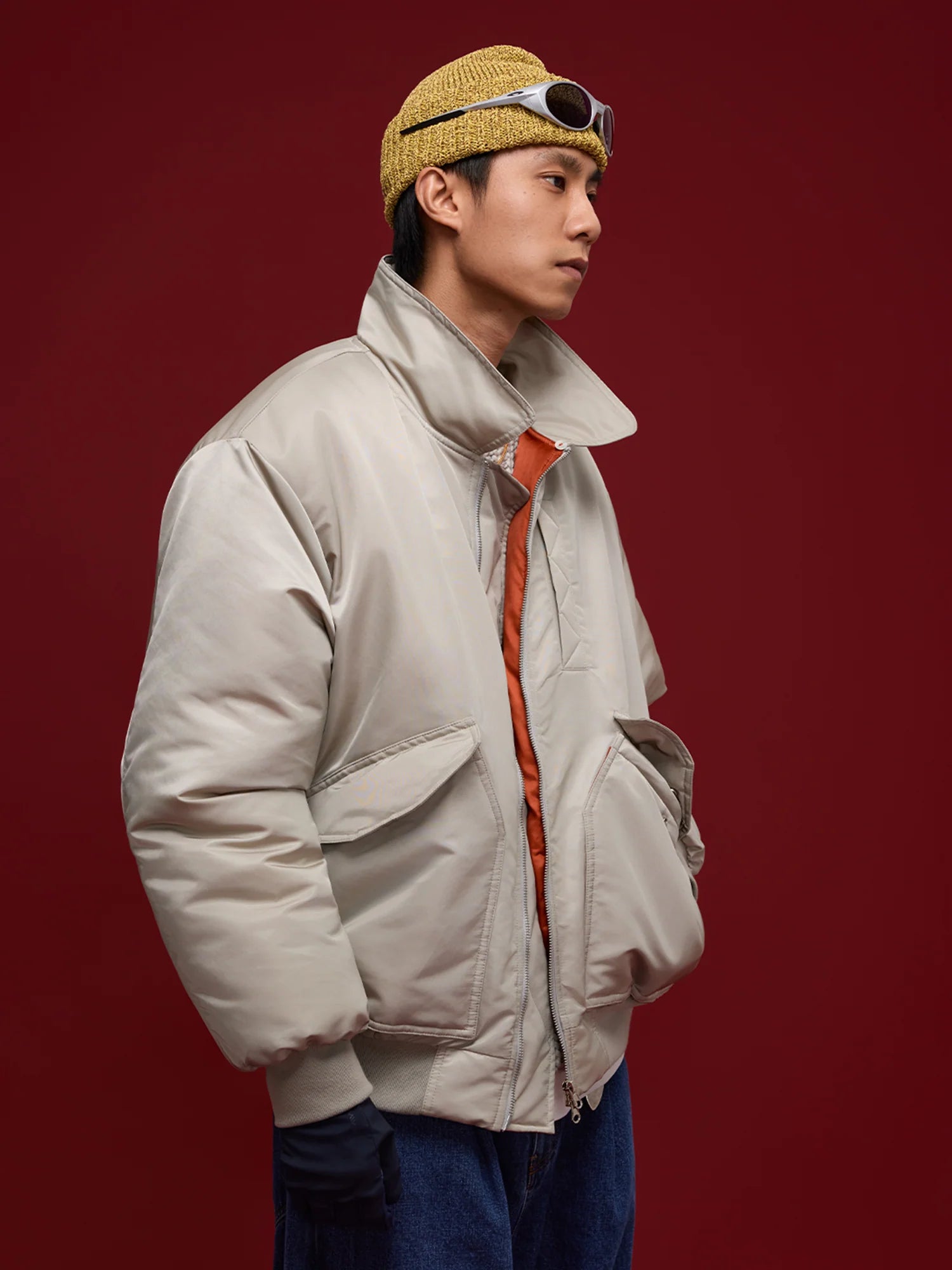 BANANA CLUB Glossy Utility Padded Bomber Jacket