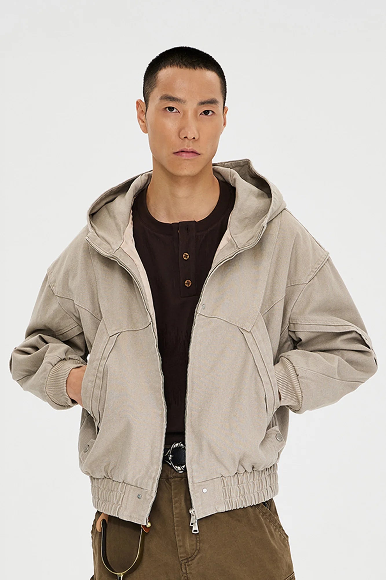 CATSSTAC Structured Panel Studded Hooded Jacket