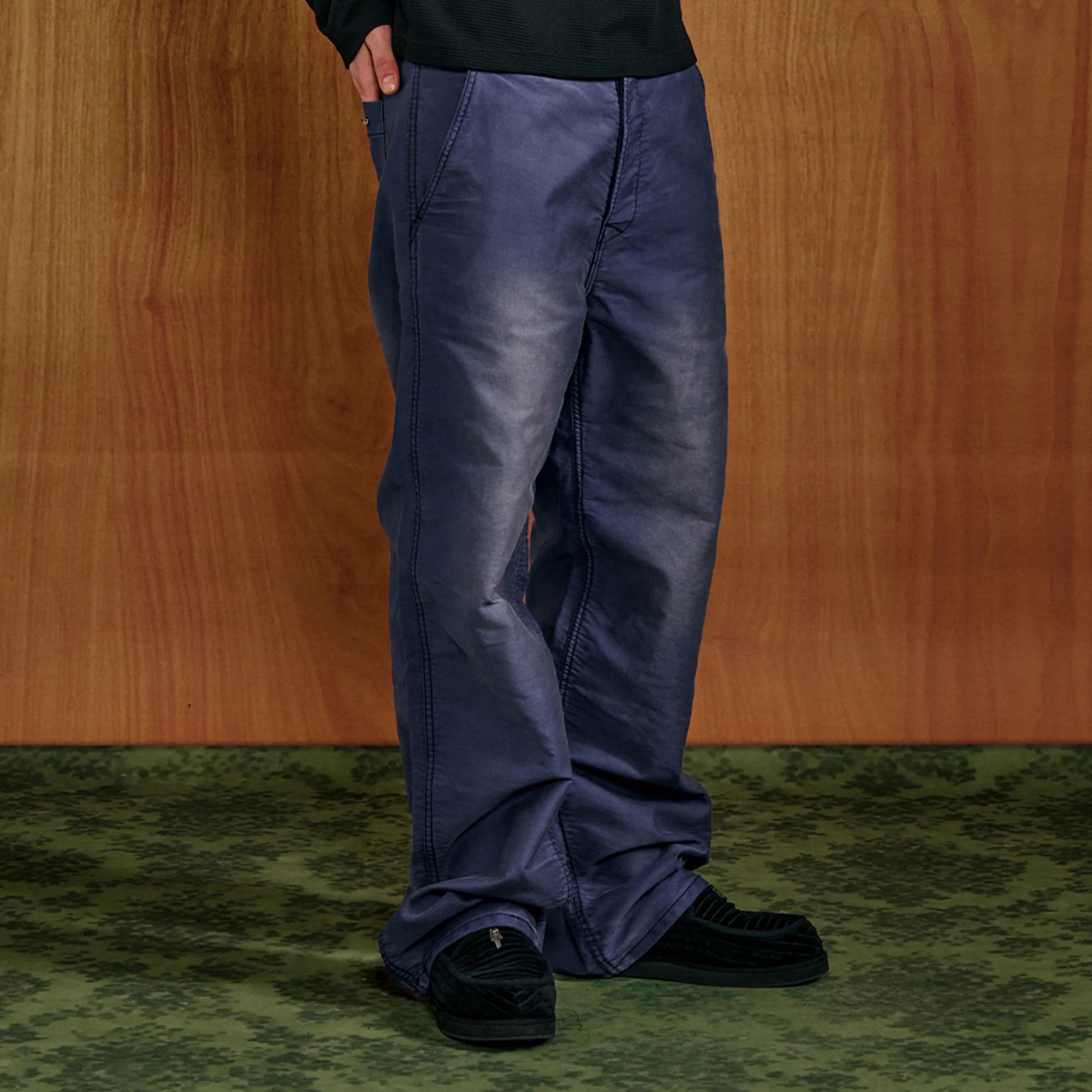 PMW Retro Washed Crinkled Wide-Leg Jeans