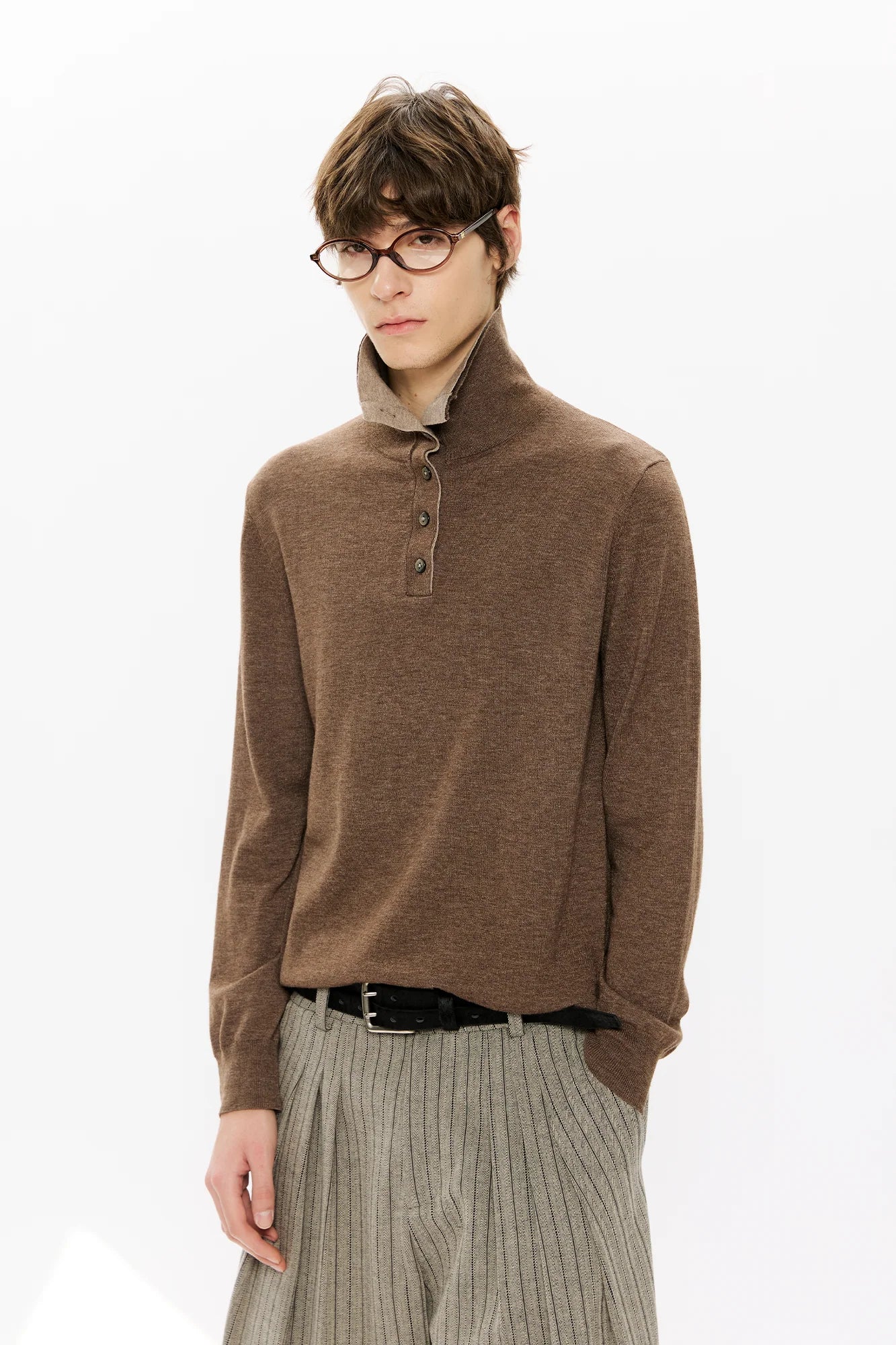 KREATE Double-Collar Wool-Blend Knit Polo