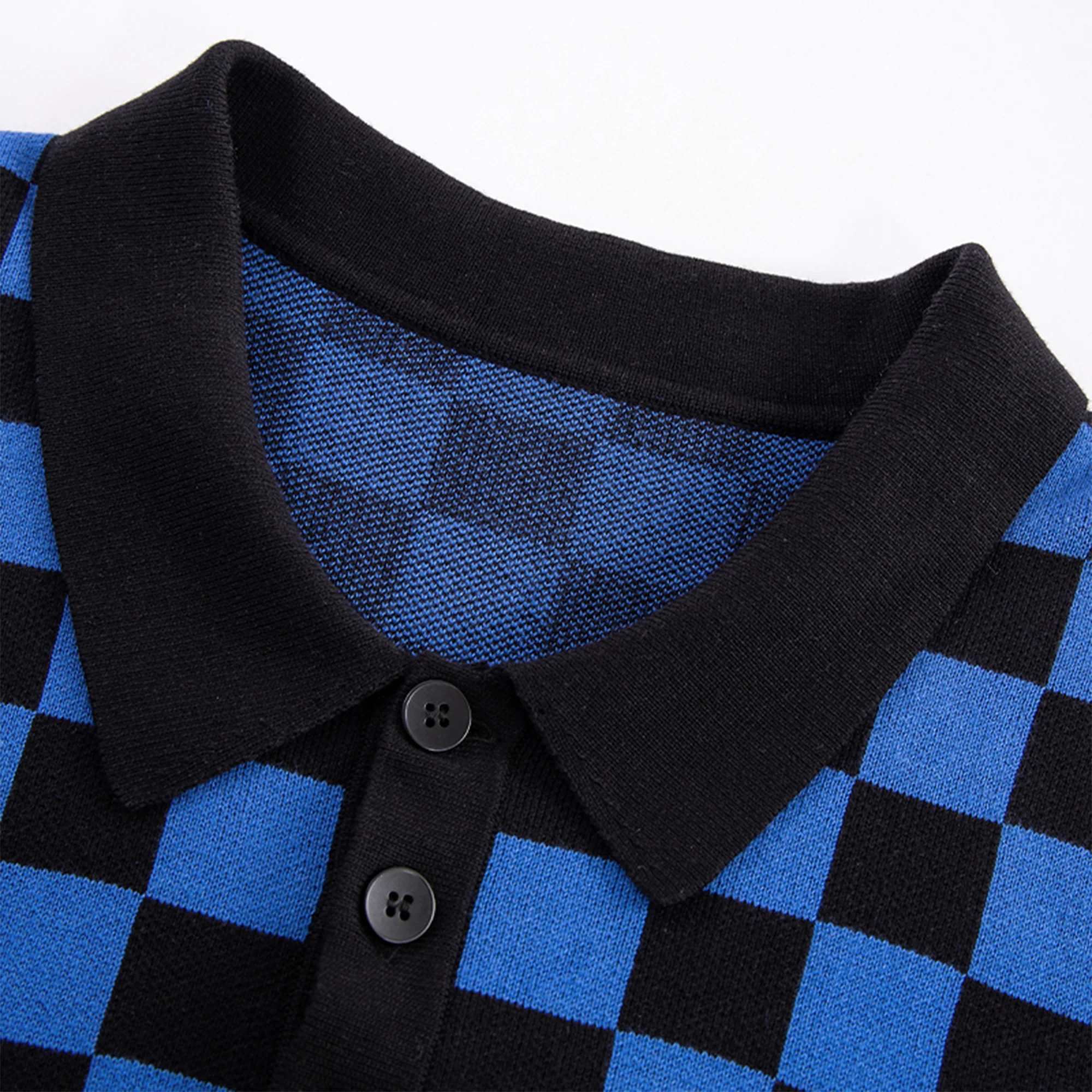 F2CE Slogan Contrast Checkerboard Jacquard Knit Polo